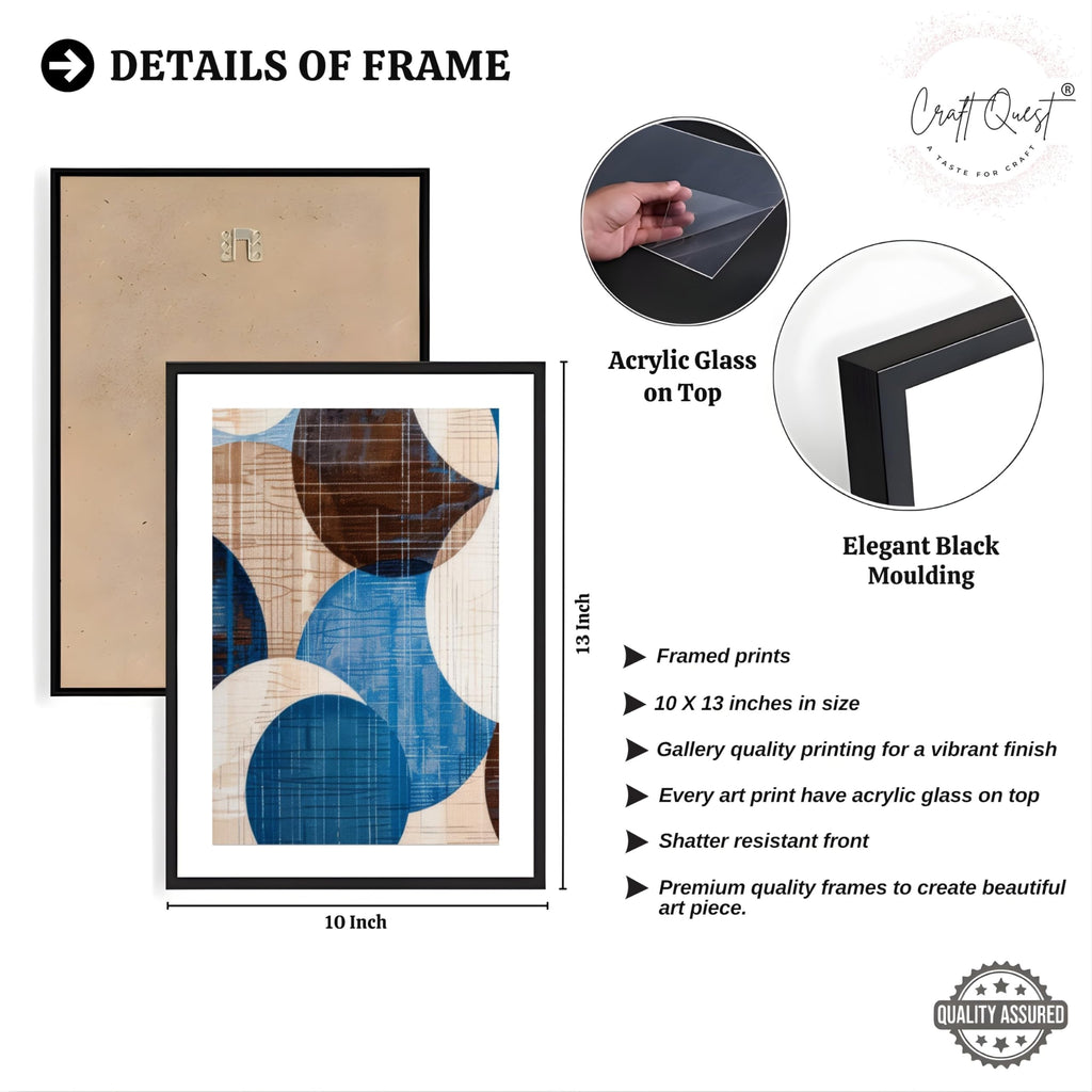 CRAFT QUEST Wall Art Decor Paintings | Set of 3 Abstract Wall Art Frames for Home Decoration | Ideal for Living Room, Bedroom & Office