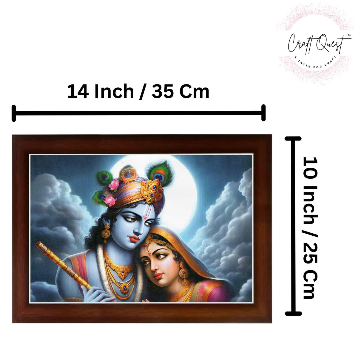CRAFT QUEST Radha Krishna Art Photo Framed Painting for Home and Bedroom Wall Decoration of Size 14X10 Inches with Frame And Acrylic Glass RK211