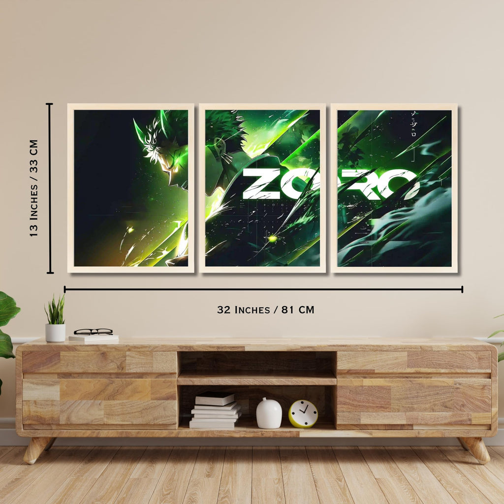 VENUXE ARTS Set Of 3 Anime Characters Wall Framed |Anime Characters Framed Poster for Living Room Bedroom Gaming Room Studio Wall Decor