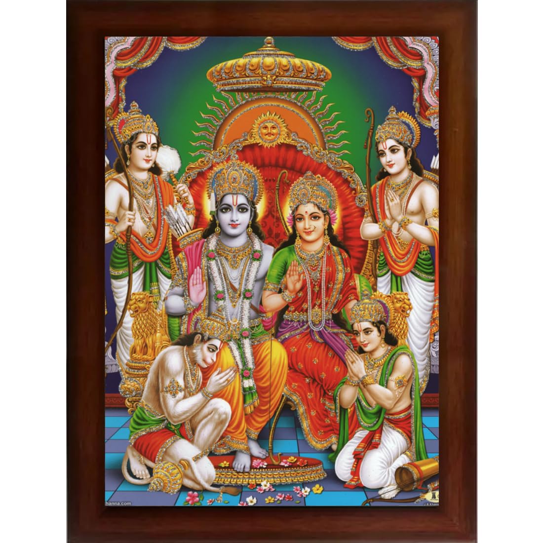 Craft Quest Ram Darbar Sparkle Coated Framed Home Decorative Gift Item Painting (14 X 10 Inches, Multicolour,Religious) RD1013-505