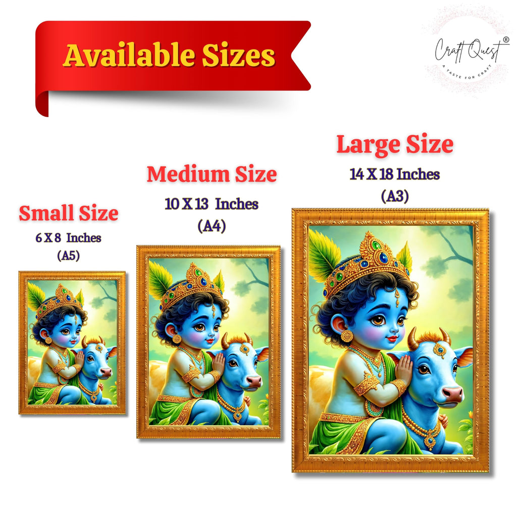CRAFT QUEST Baby Krishna Photo Frame | Shri Bal Gopal Painting for Pregnant Women | Kanha Ji Poster | Laddu Lord Makhan Chor | Walls Home Bedroom Living Room Decoration Gift.
