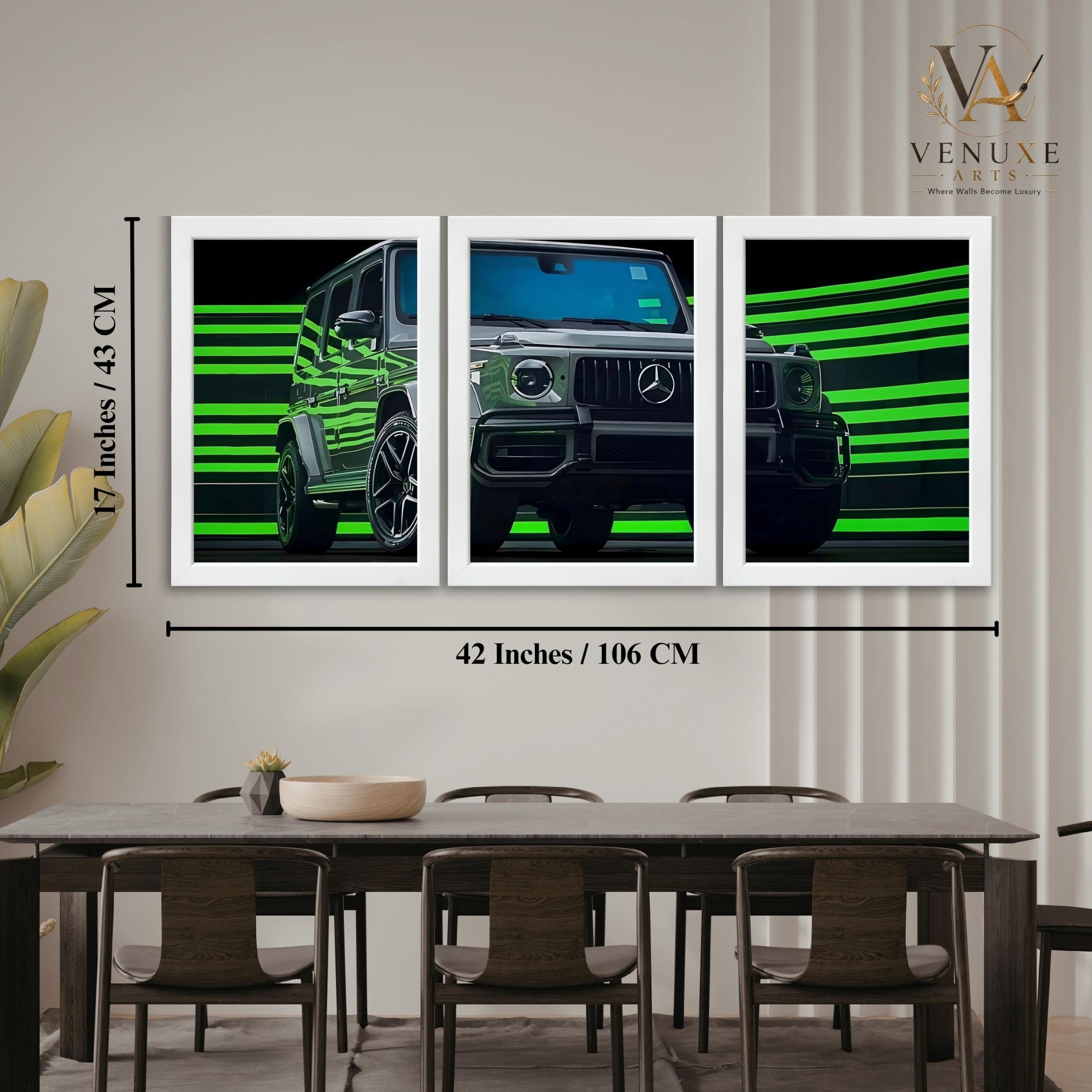 VENUXE ARTS Set Of 3 Big Sports Cars Framed Posters Gift Items for Boys Room Wall Decoration Bedroom Living Room Office Studio Décor | Car Poster Frame for Wall Décor