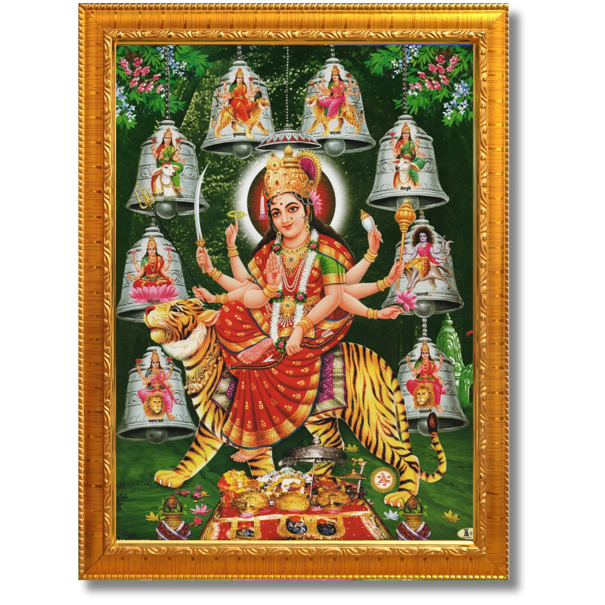 CRAFT QUEST Durga Maa Mata Goddess Nav Navadurga Navdurga Wall Painting Framed Home Decor