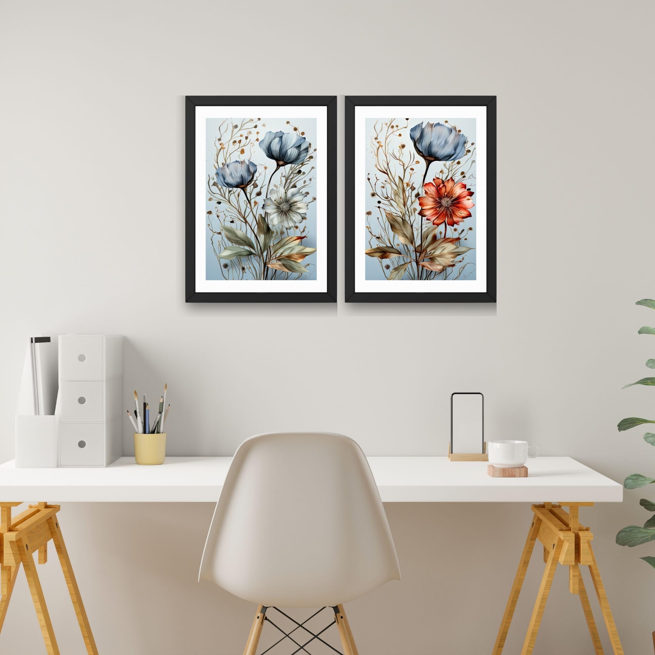 CRAFT QUEST 2 Piece Set of Wall Art poster Frame Painting for Wall Decoration With Acrylic Glass, for living room, Home, Restraunt, Office
