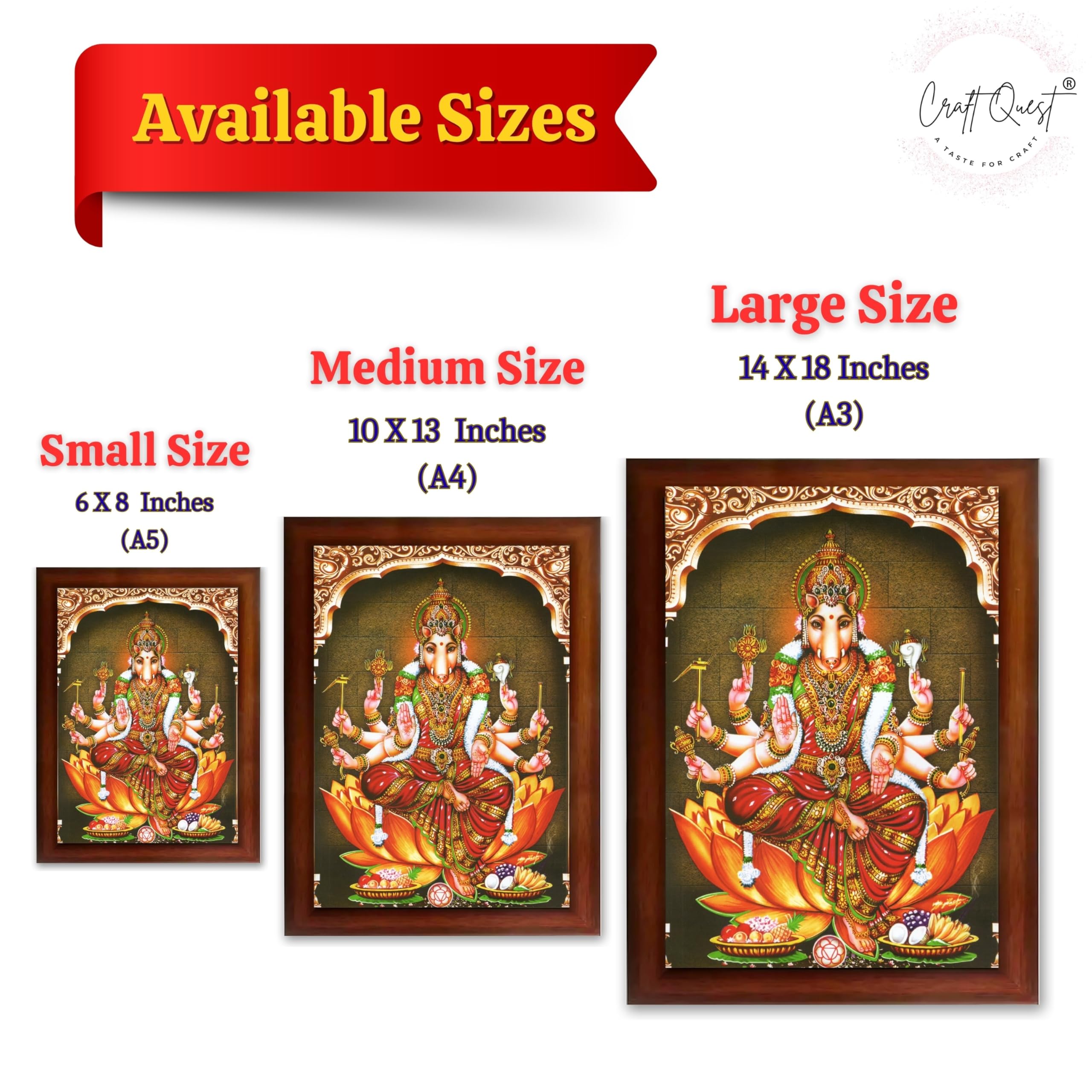 CRAFT QUEST God Varahi Amman Photo Varahi Wall Painting Photo Frame | South God Frame for Home, Office, Temple & Gifting