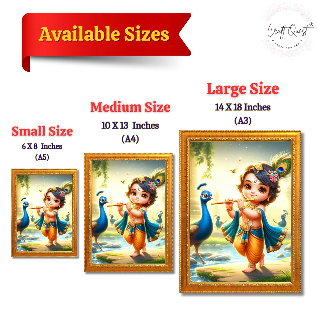 CRAFT QUEST Bal Gopal Makhan Chor Wall Photo Frame | Hindu God Kanha Devotional Home Decor | Pooja Room, Living Room, Gift Item