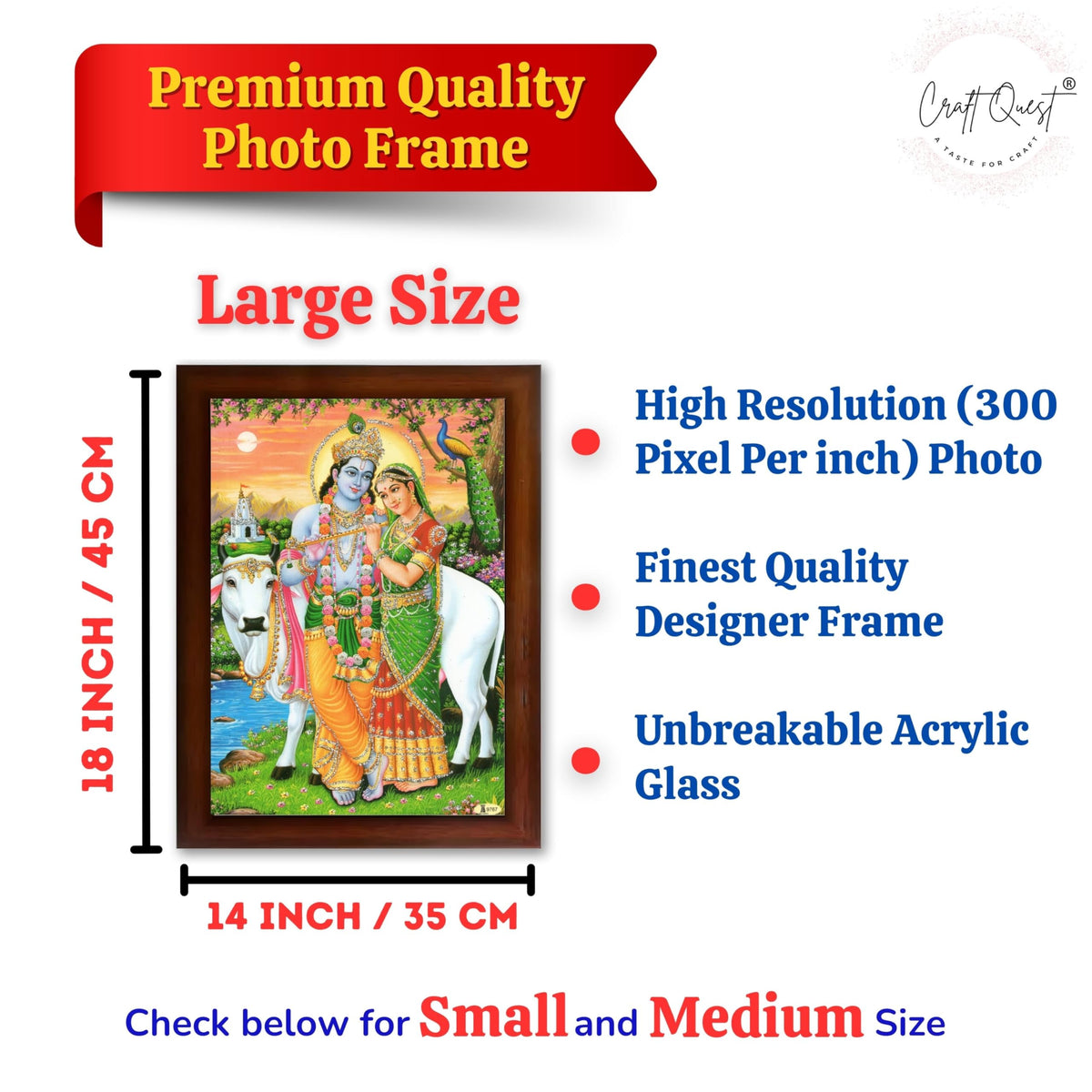 CRAFT QUEST Radha Krishna Photo Frame Radhe Radhakrishna Wall Painting Framed Home Décor