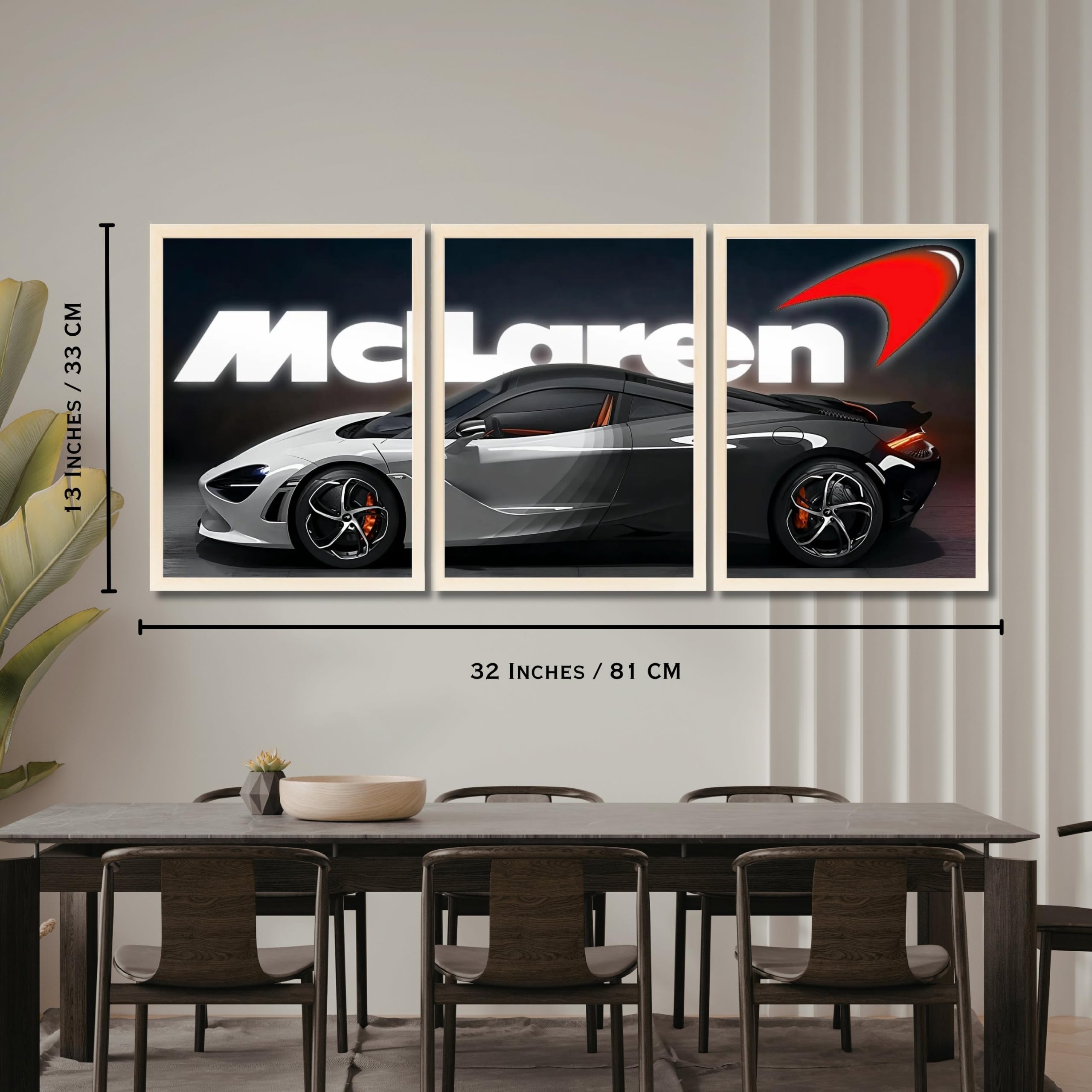 VENUXE ARTS Set Of 3 Big Sports Cars Framed Posters Gift Items for Boys Room Wall Decoration Bedroom Living Room Office Studio Décor | Car Poster Frame for Wall Décor