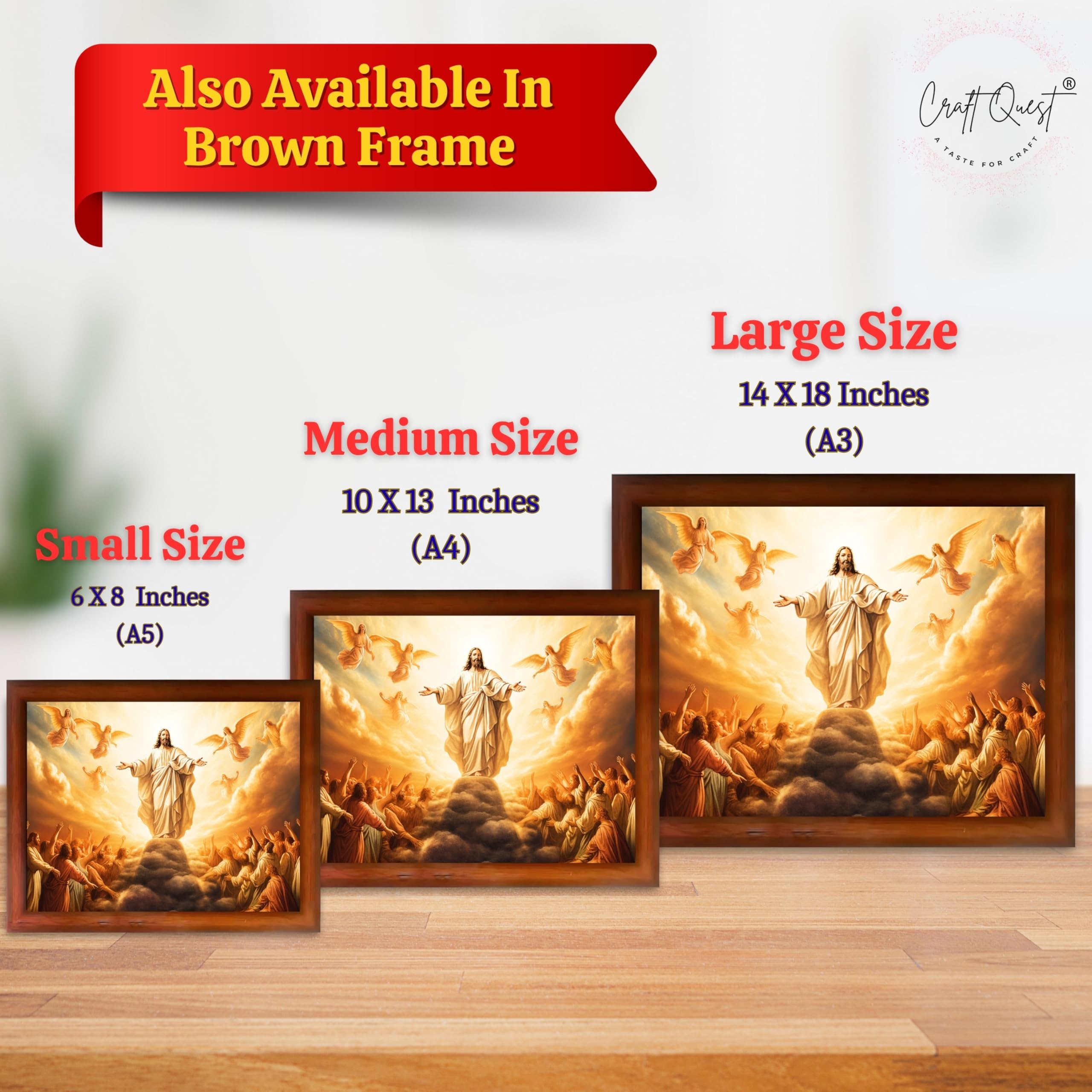 CRAFT QUEST Lord Jesus Christ Photo Frame | Decorative Picture for Gifts, Home Decor | Jesus Painting, Religious Photo Frame
