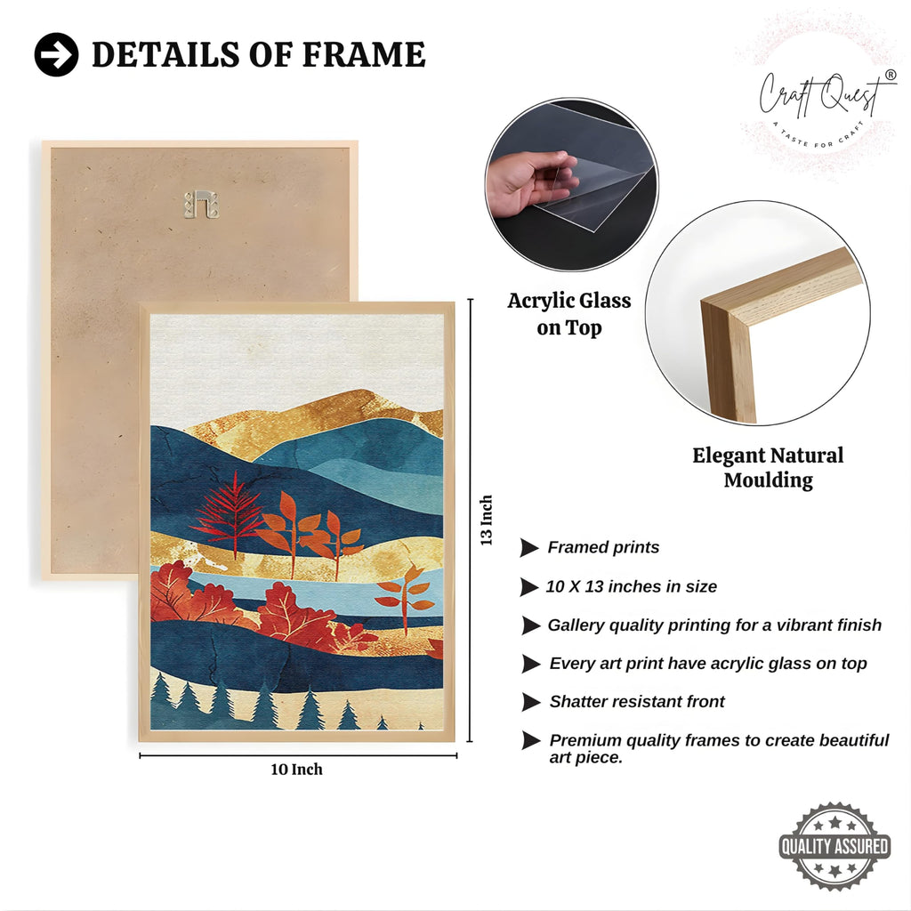 CRAFT QUEST Modern Art Pictures With Mountains & Trees Wall Art | Set of 3 Frames for Home Decoration | Ideal for Living Room, Bedroom & Offices