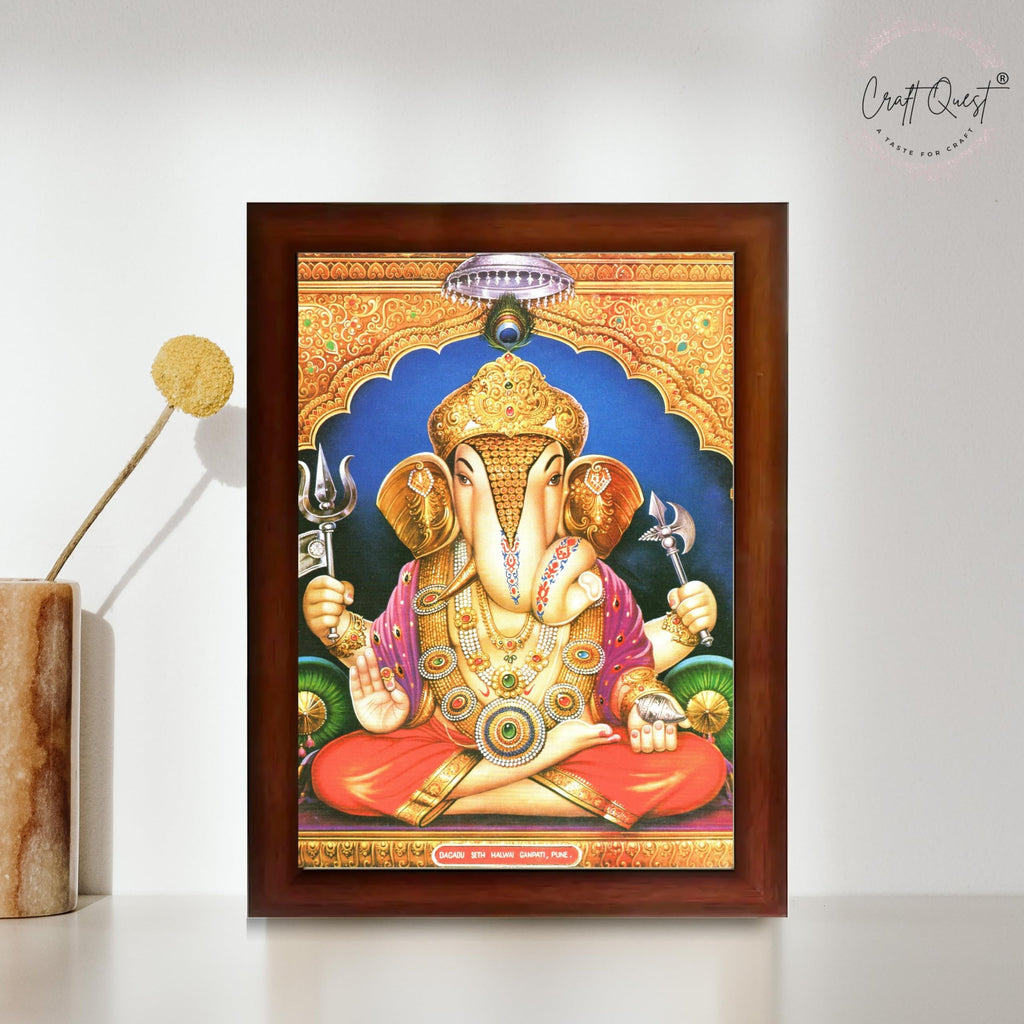 CRAFT QUEST Lord Ganesh ji Modern Wall Painting With Frame For Home pooja, and Office Decor,
