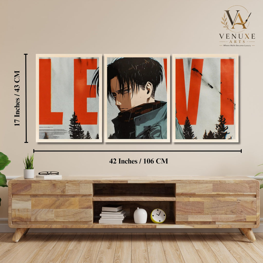 VENUXE ARTS Set Of 3 Anime Characters Wall Framed |Anime Characters Framed Poster for Living Room Bedroom Gaming Room Studio Wall Decor