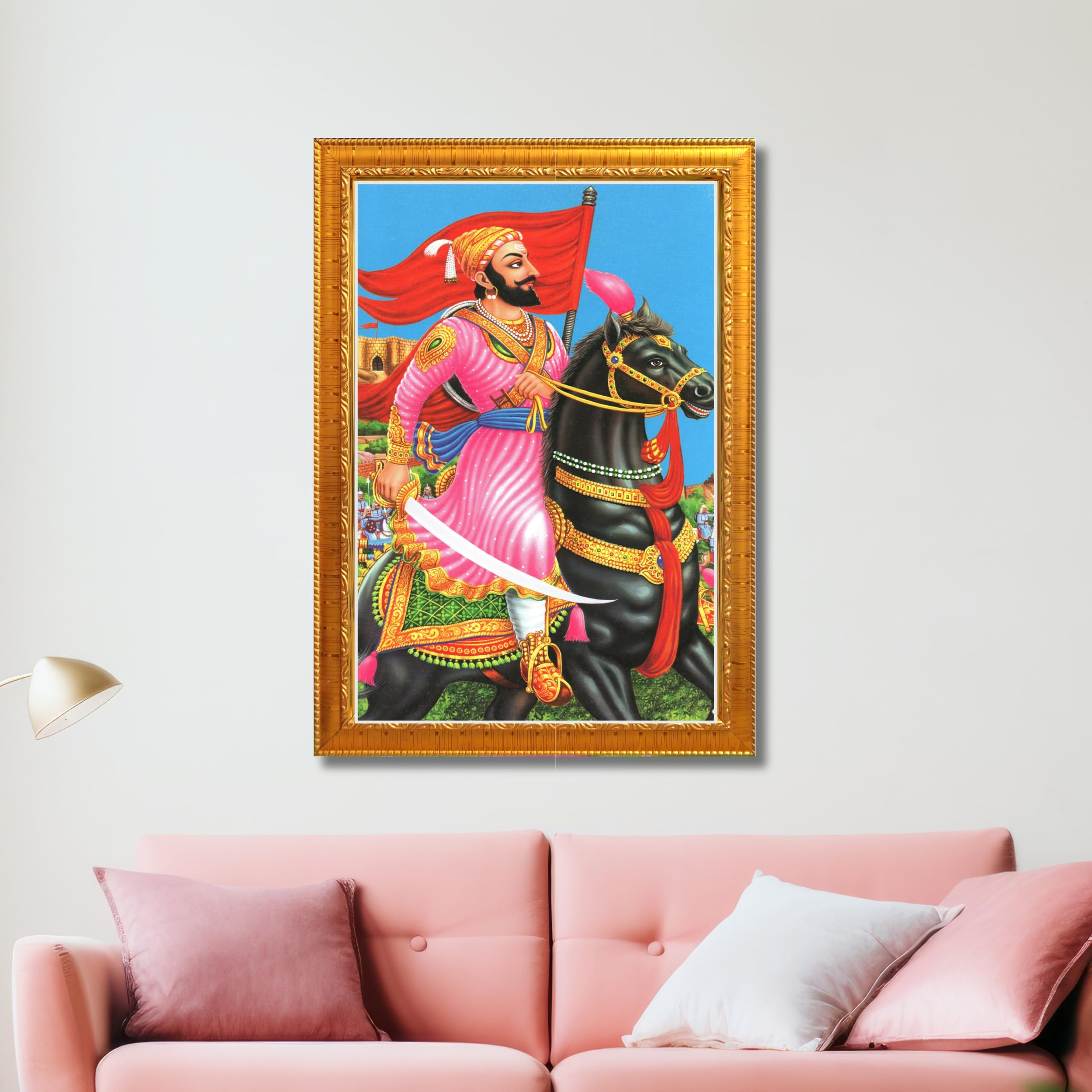 CRAFT QUEST Chattrapati Shivaji Maharaj Wall Painting With Acrylic Sheet | For Living, Pooja Room | Home Decoration Item | Best Gifting Option