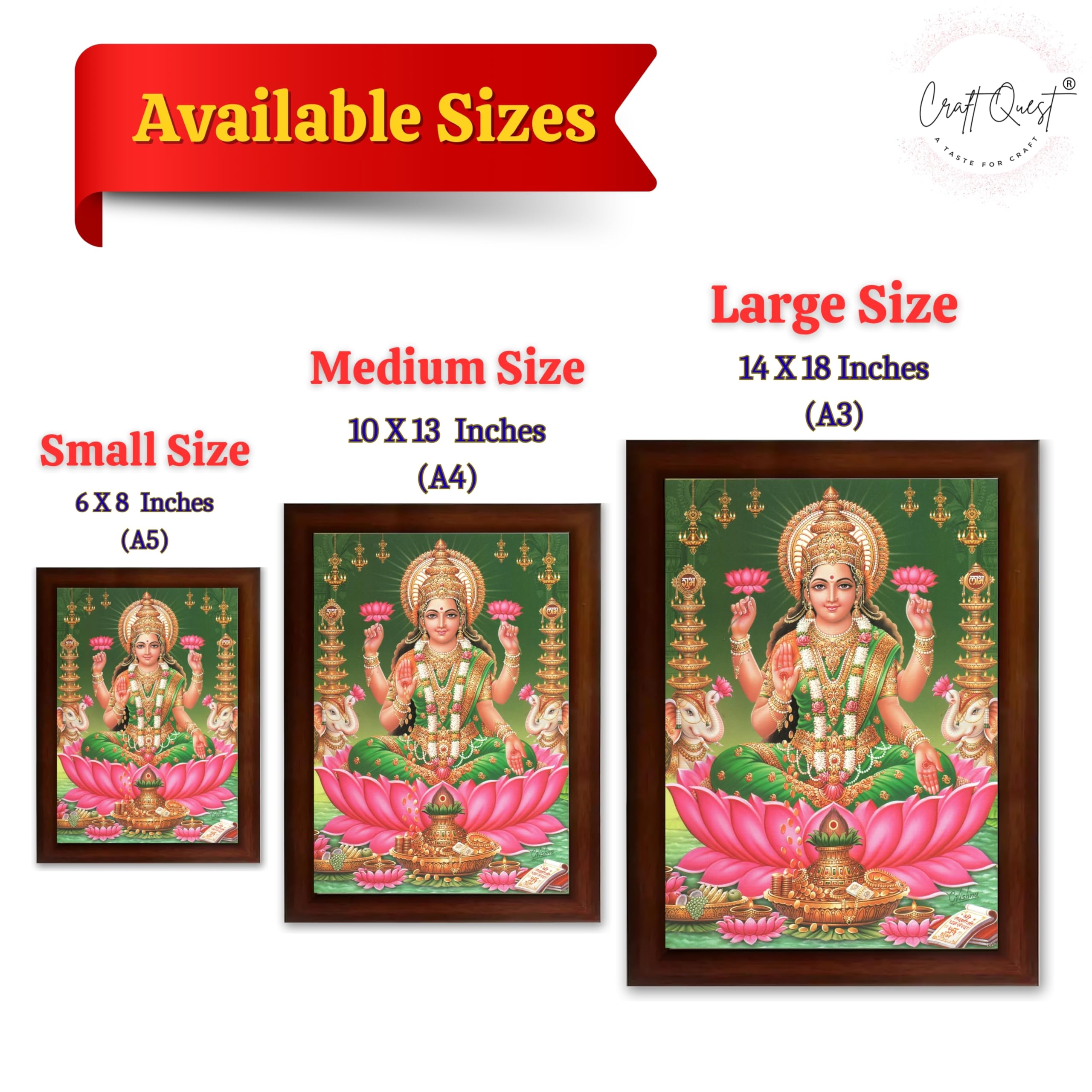 CRAFT QUEST Goddess Lakshmi Devi Dhana Vaibhav Laxmi Maa Wall Painting Frame Home Decor