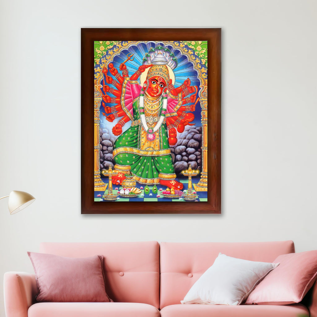 CRAFT QUEST Saptashrungi/Saptashringi Devi, God Religious Framed Painting