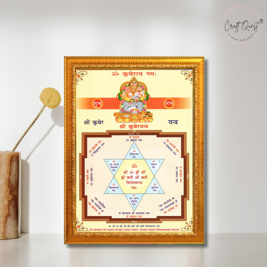 CRAFT QUEST Lord Kubera Swamy Bhagwan Kuber Kubera Wall Painting Framed, Religious Photo Frame, Wall Decoration Item