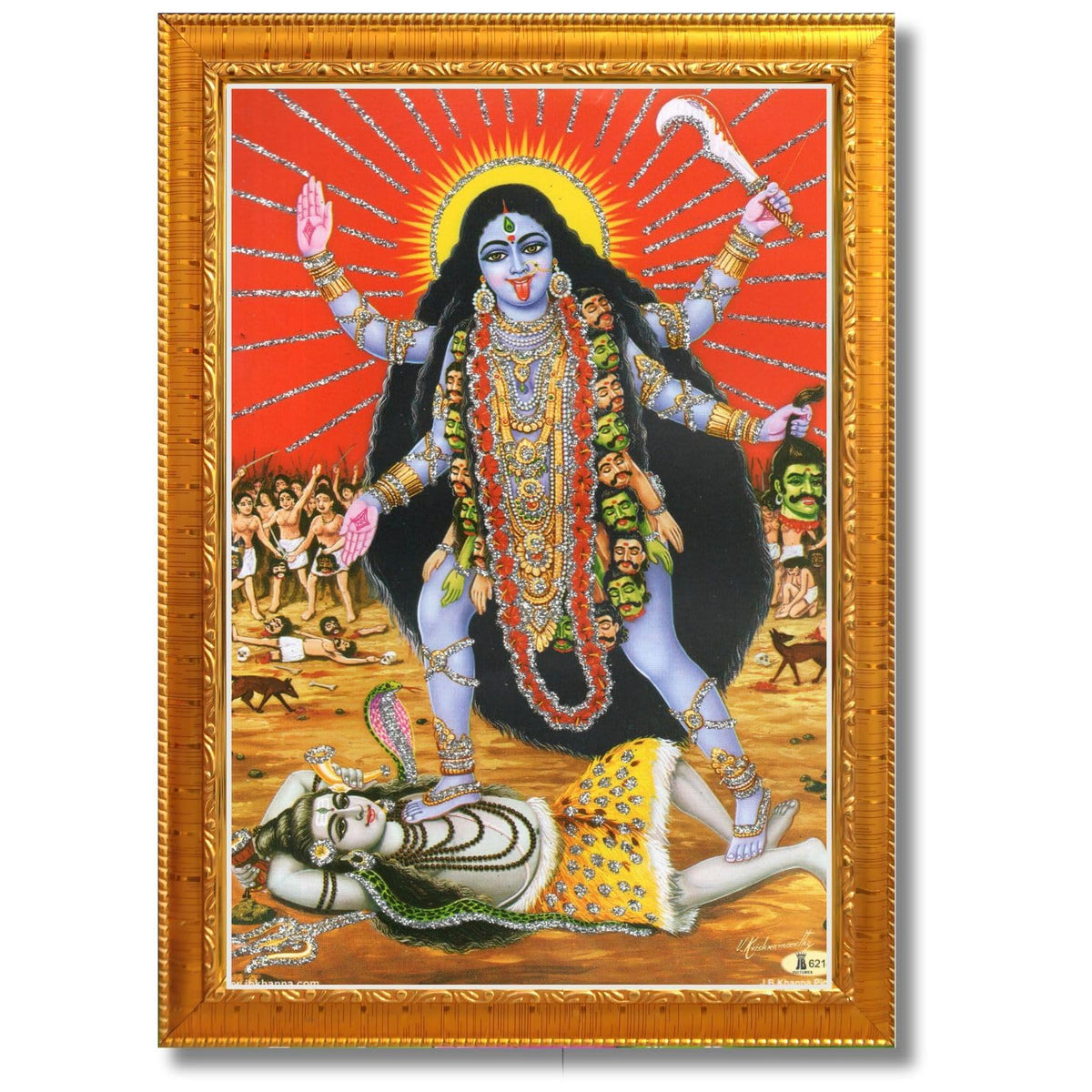 CRAFT QUEST Kali Mata photo with frame, God Religious Framed With Acrylic Glass
