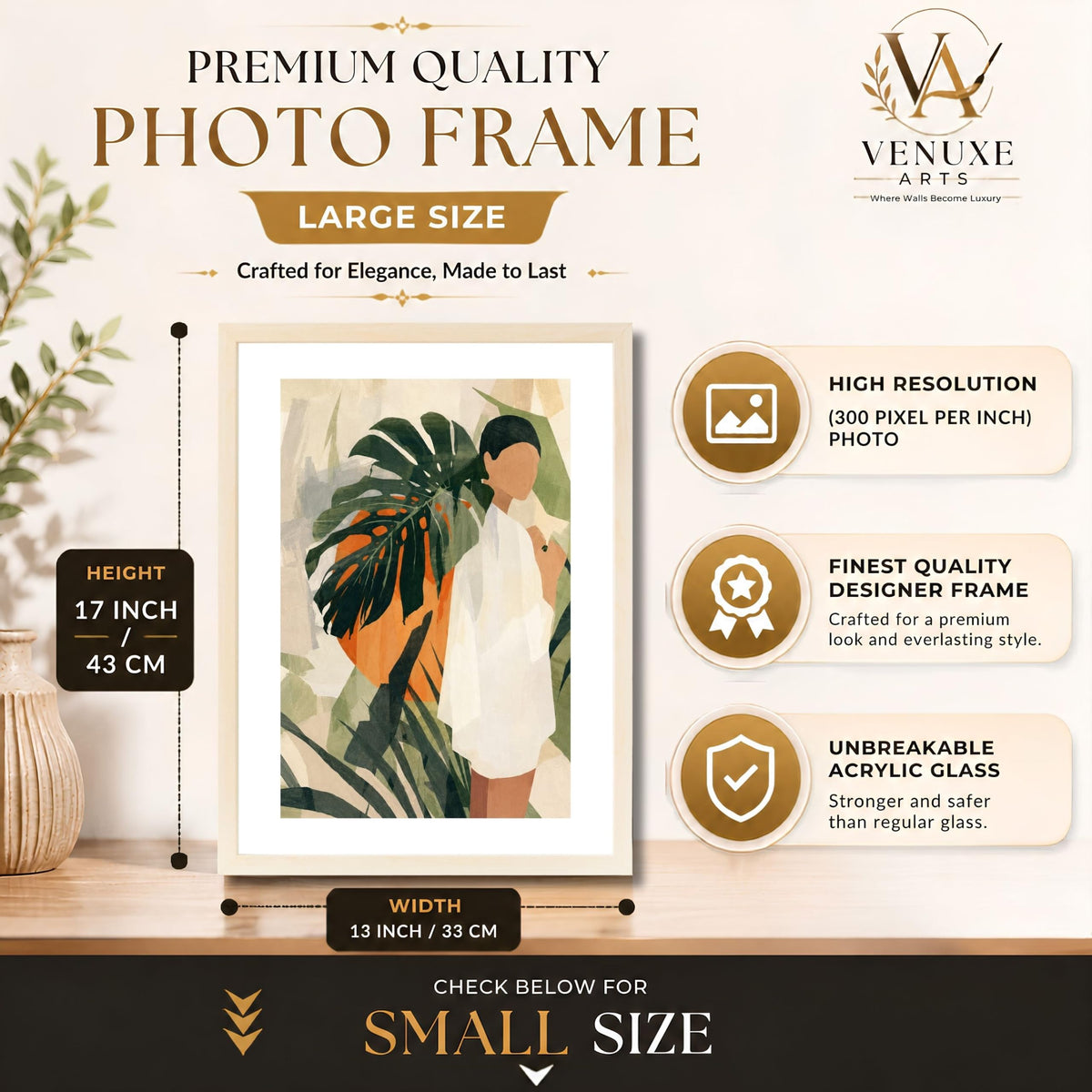 VENUXE ARTS Womens Contemporary Wall Art Posters for Home, Office, Study & Bedroom | Ready to Hang Framed Wall Decor | Positive Quote Prints | Gift for Friends & Family