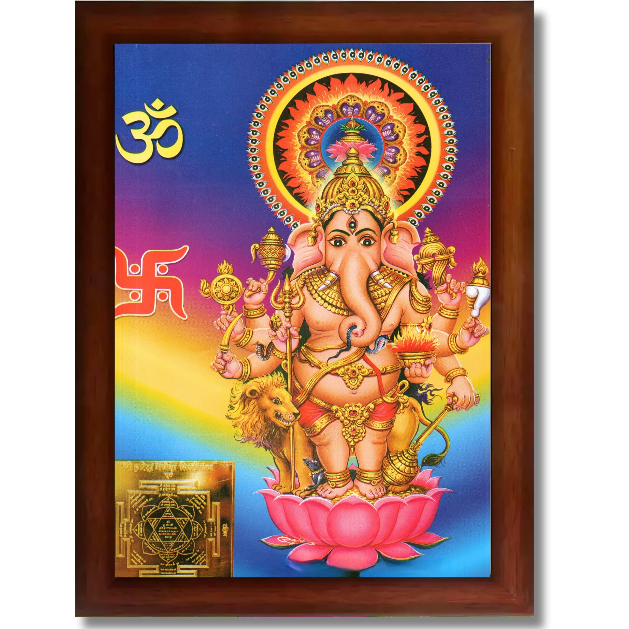 CRAFT QUEST Drishti Ganapathi for Entrance Vastu Ganesha Wall Painting Framed Home Decor | Religious God Picture Frame for Home, Office, Temple & Gifting