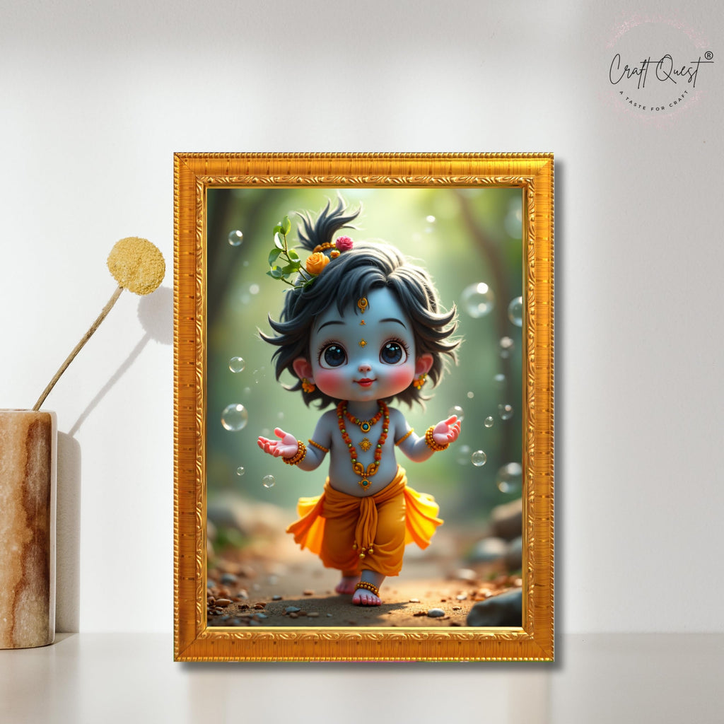 CRAFT QUEST Shri Bal Gopal Painting | Krishna Photo Frames for Walls, Home, Bedroom, Living Room and Home Decor