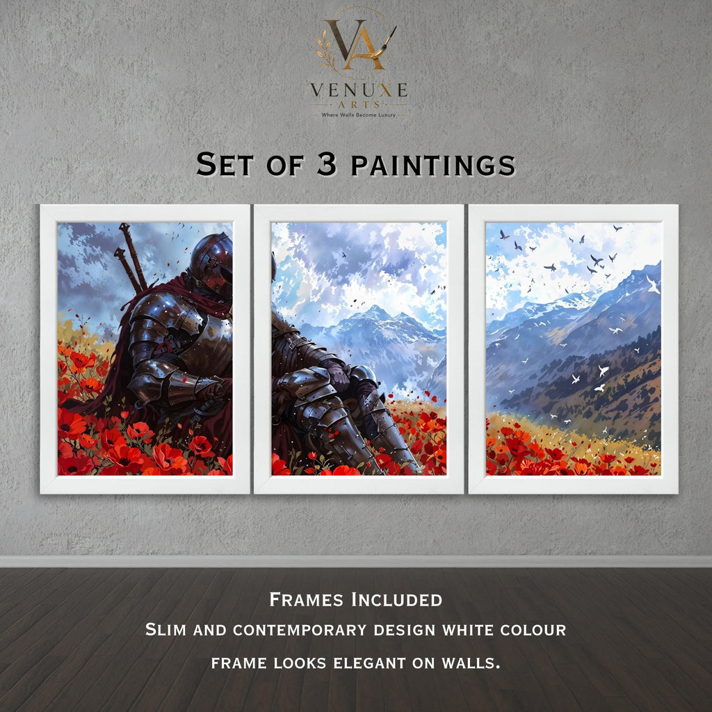 VENUXE ARTS Set Of 3 Anime Characters Wall Framed |Anime Characters Framed Poster for Living Room Bedroom Gaming Room Studio Wall Decor