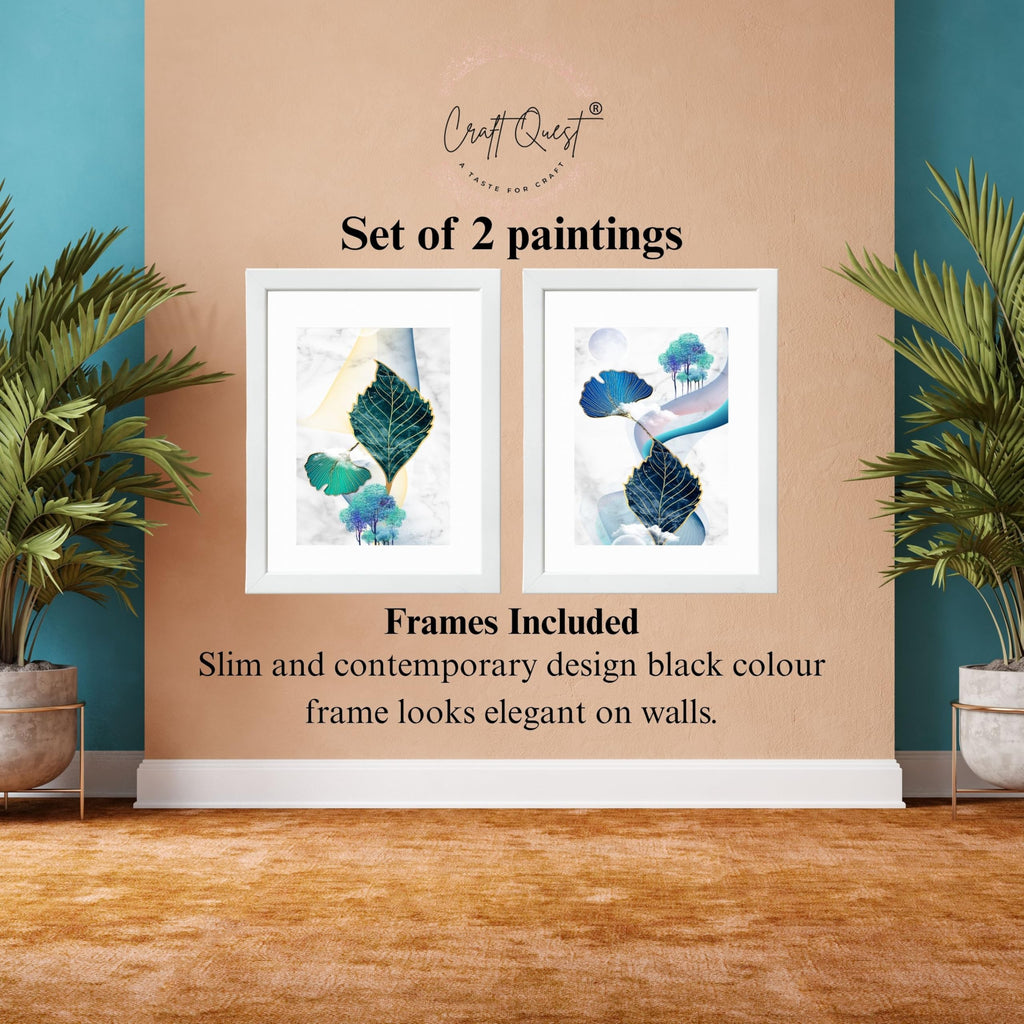 CRAFT QUEST Wall Art Decor Paintings | Set of 2 Wall Art Frames for Home Decoration | Ideal for Living Room, Bedroom & Office (Style 116)