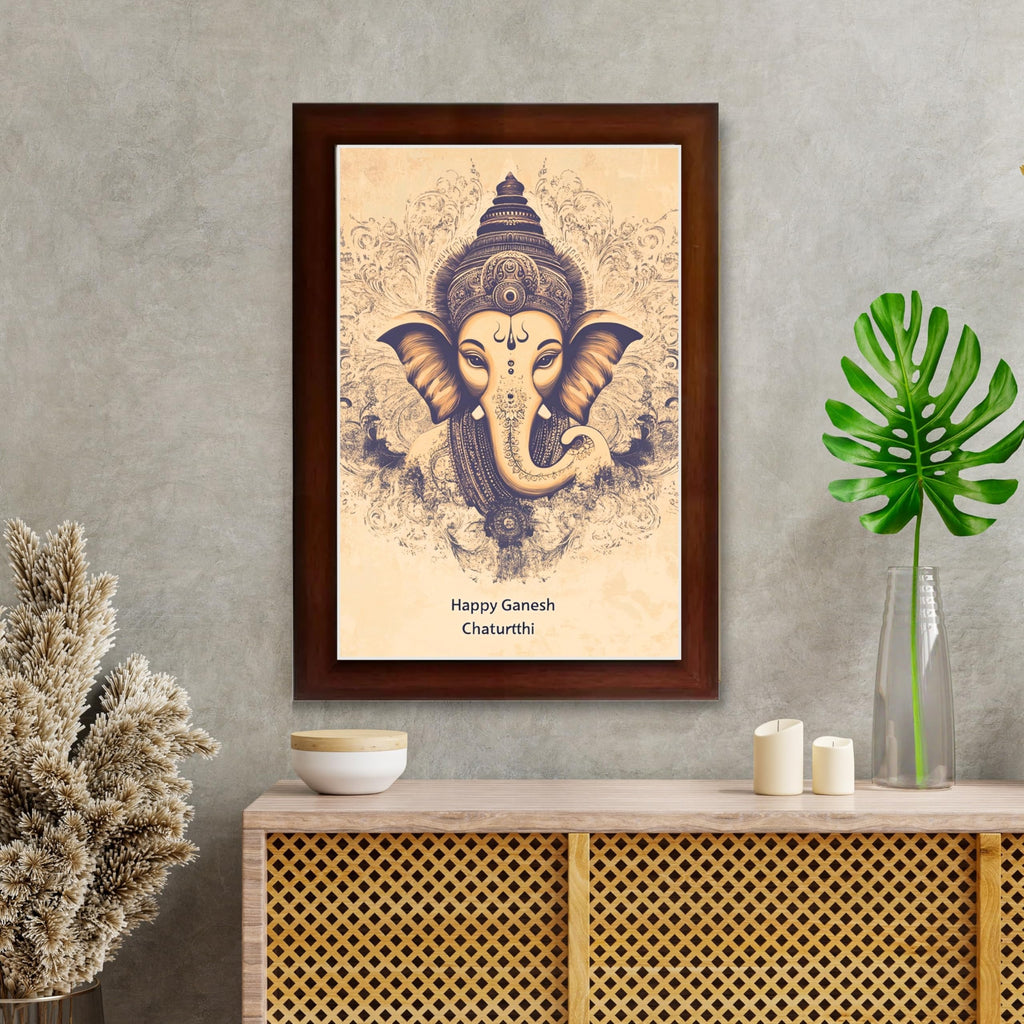 CRAFT QUEST Lord Ganpati Ganesh God Frame for Pooja Room & Wall Decor GA-253