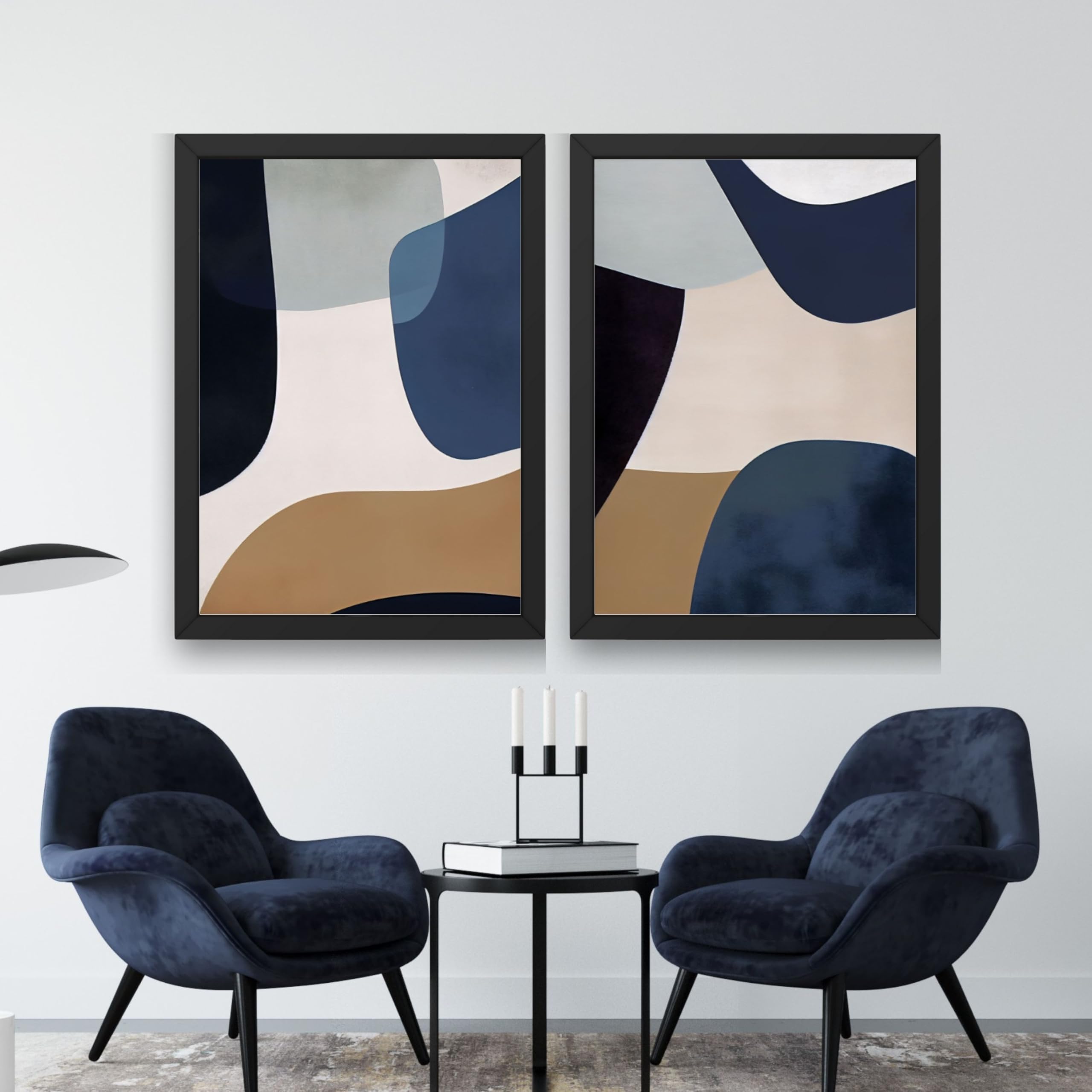 CRAFT QUEST Wall Art Decor Paintings | Set of 2 Abstract Wall Art Frames for Home Decoration | Perfect for Living Room, Bedroom & Office