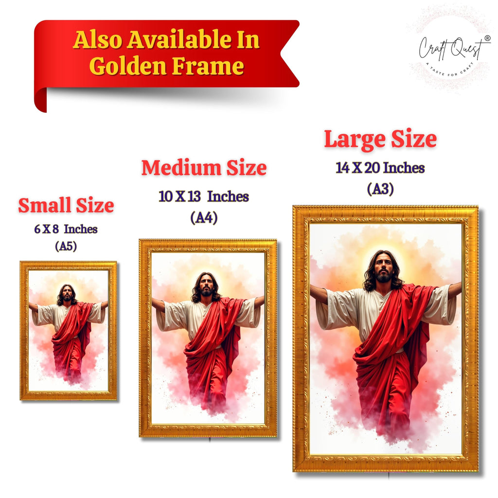 CRAFT QUEST Jesus Christ Photo with Frame, Photo Frame, Jesus Painting, Christian Wall Frames