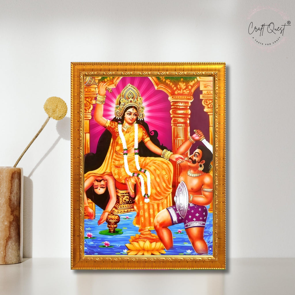 CRAFT QUEST Baglamukhi maa/mata Photo Frame | Hindu God Spiritual Framed | Ideal for Home, Office, Temple & Puja Room, Wall Decor