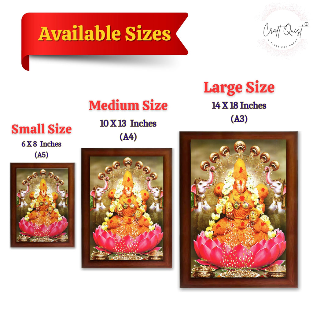 CRAFT QUEST Padmavati Devi Padmavathi Thayar Amman Wall Photo Framed | South God Picture Frame for Home, Office, Temple & Gifting, Decor