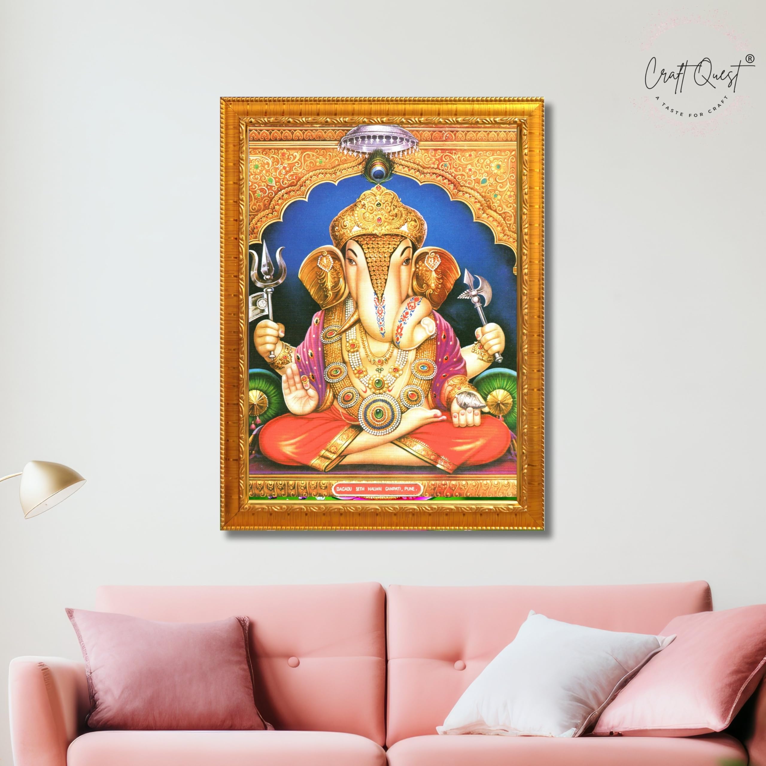 CRAFT QUEST Lord Ganesh ji Modern Wall Painting With Frame For Home pooja, and Office Decor,