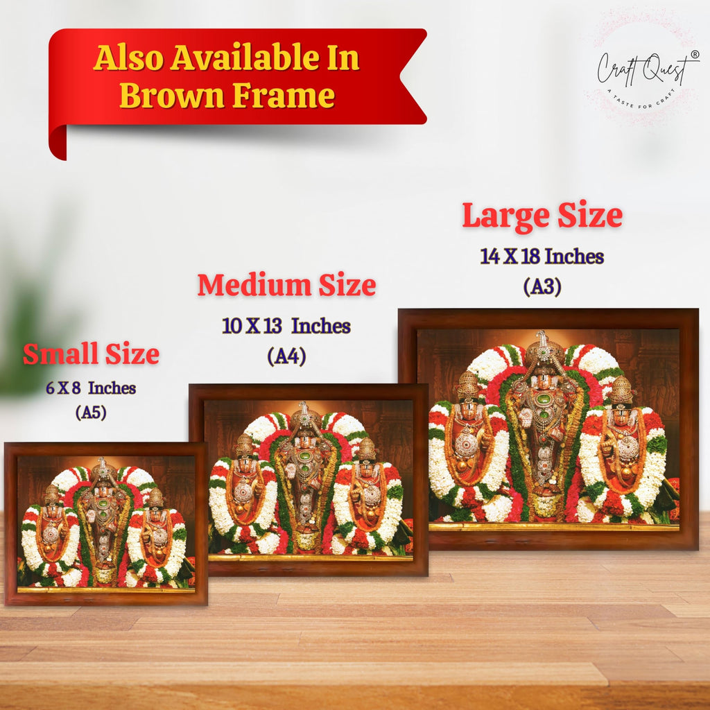 CRAFT QUEST Tirupati Balaji with Padmavati Photo Frame; sri; Venkateshwara; Wall Photo Frame | South God Frame for Home, Office, Temple & Gifting