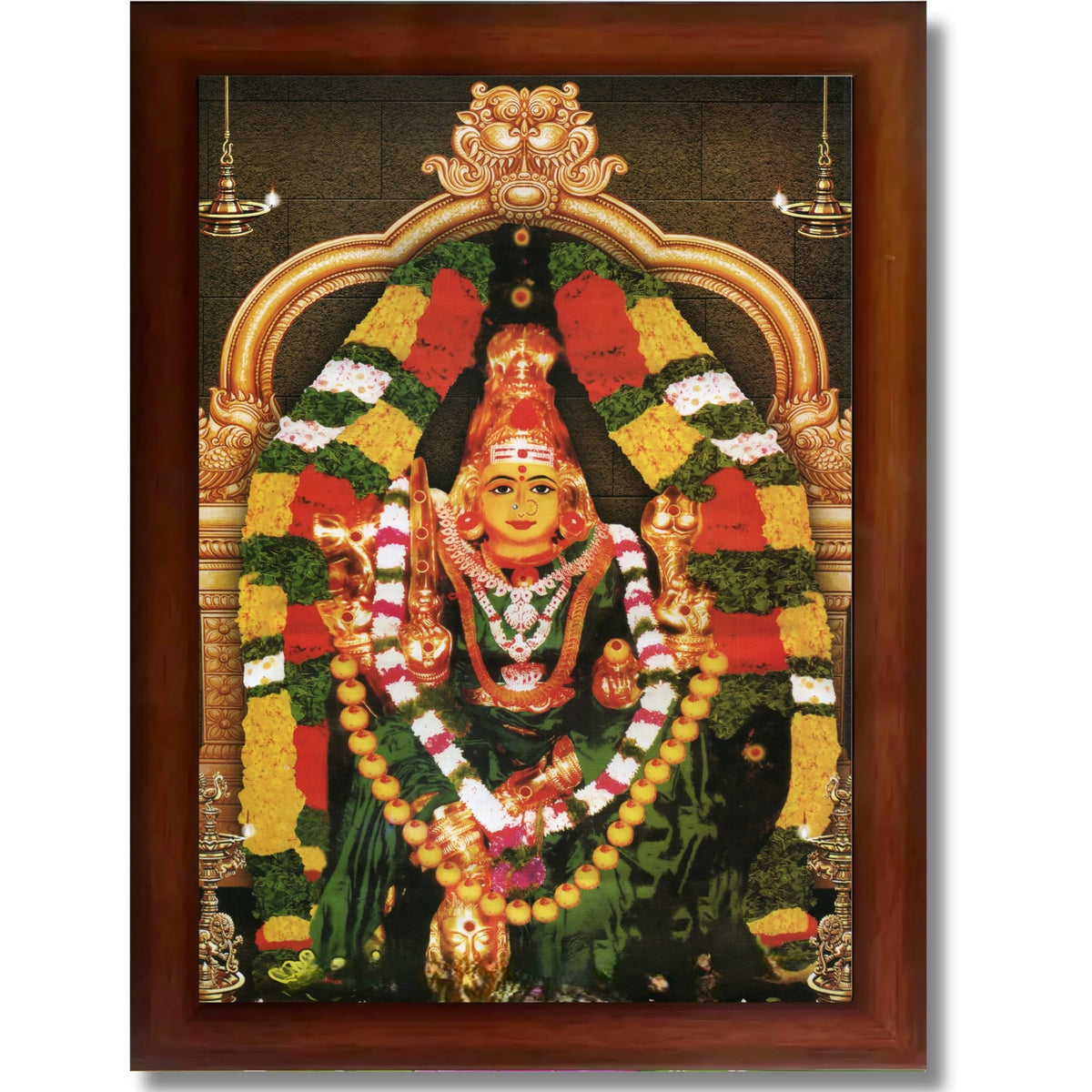 CRAFT QUEST Vijayawada Kanaka Durga Devi Durgamma Wall Photo Framed | South God Frame for Home, Office, Temple & Gifting