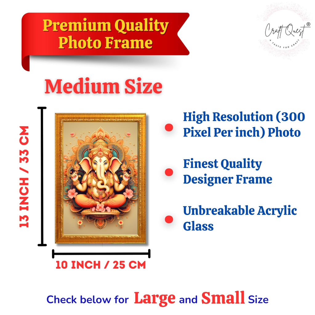 CRAFT QUEST Lord Ganesh ji Wall Hanging Frame for Living Room, Pooja Room Décor GA-216