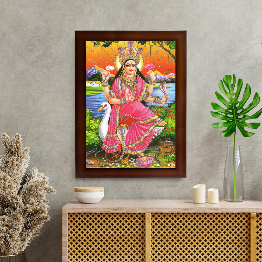 CRAFT QUEST Maa Mansa/Maa Mansani/Maa Nag Devi Photo Frame Wall Painting Home Decor wooden framed