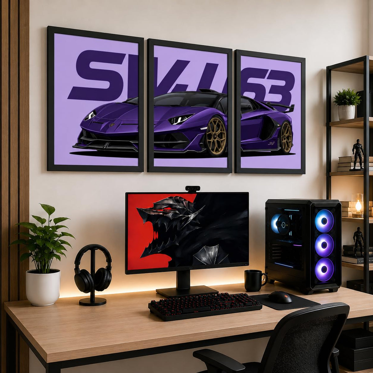 VENUXE ARTS Set Of 3 Big Sports Cars Framed Posters Gift Items for Boys Room Wall Decoration Bedroom Living Room Office Studio Décor | Car Poster Frame for Wall Décor