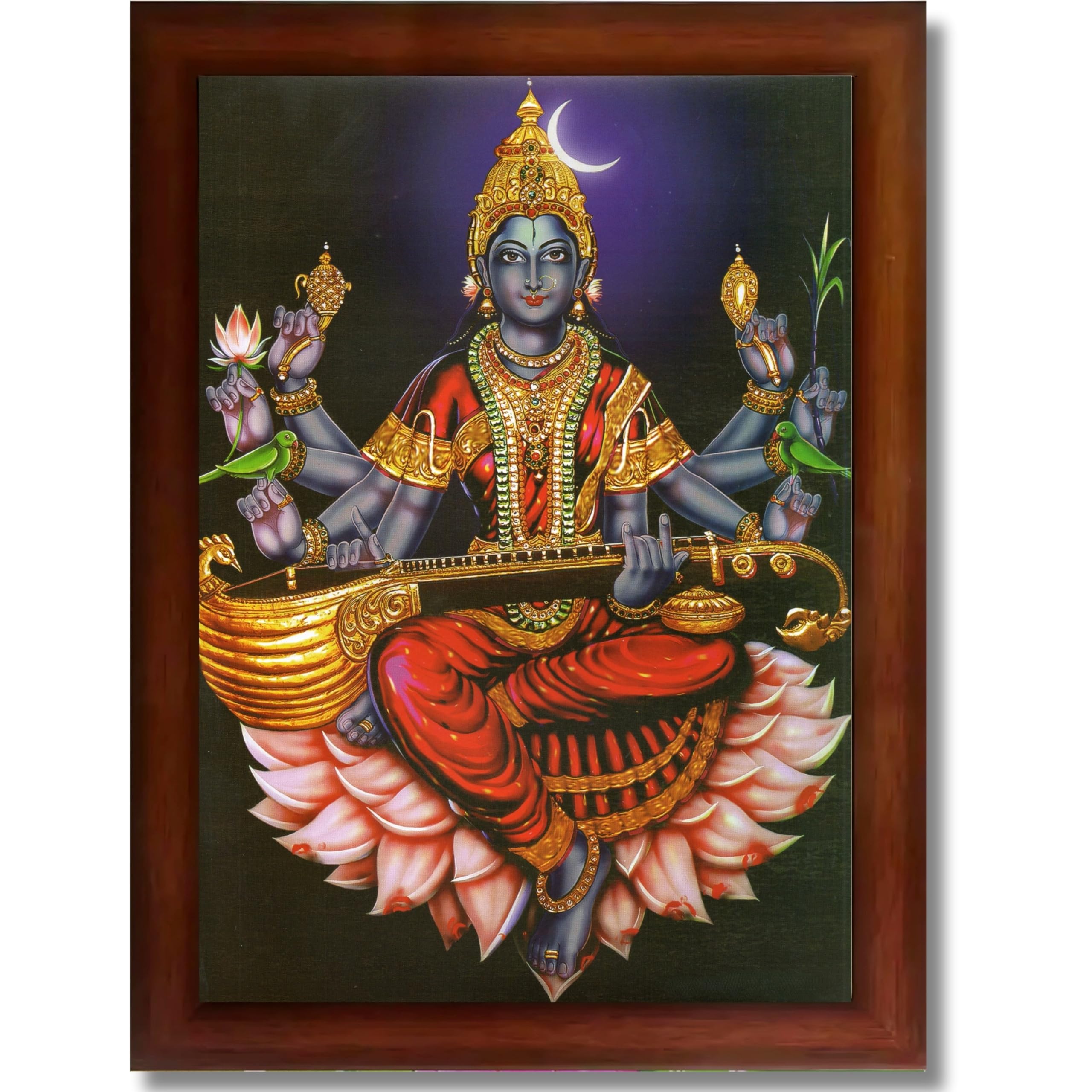 CRAFT QUEST Raja Syamala Devi Shyamala Matangi Wall Painting Framed | South God Picture Frame for Home, Office, Temple & Gifting, Decor