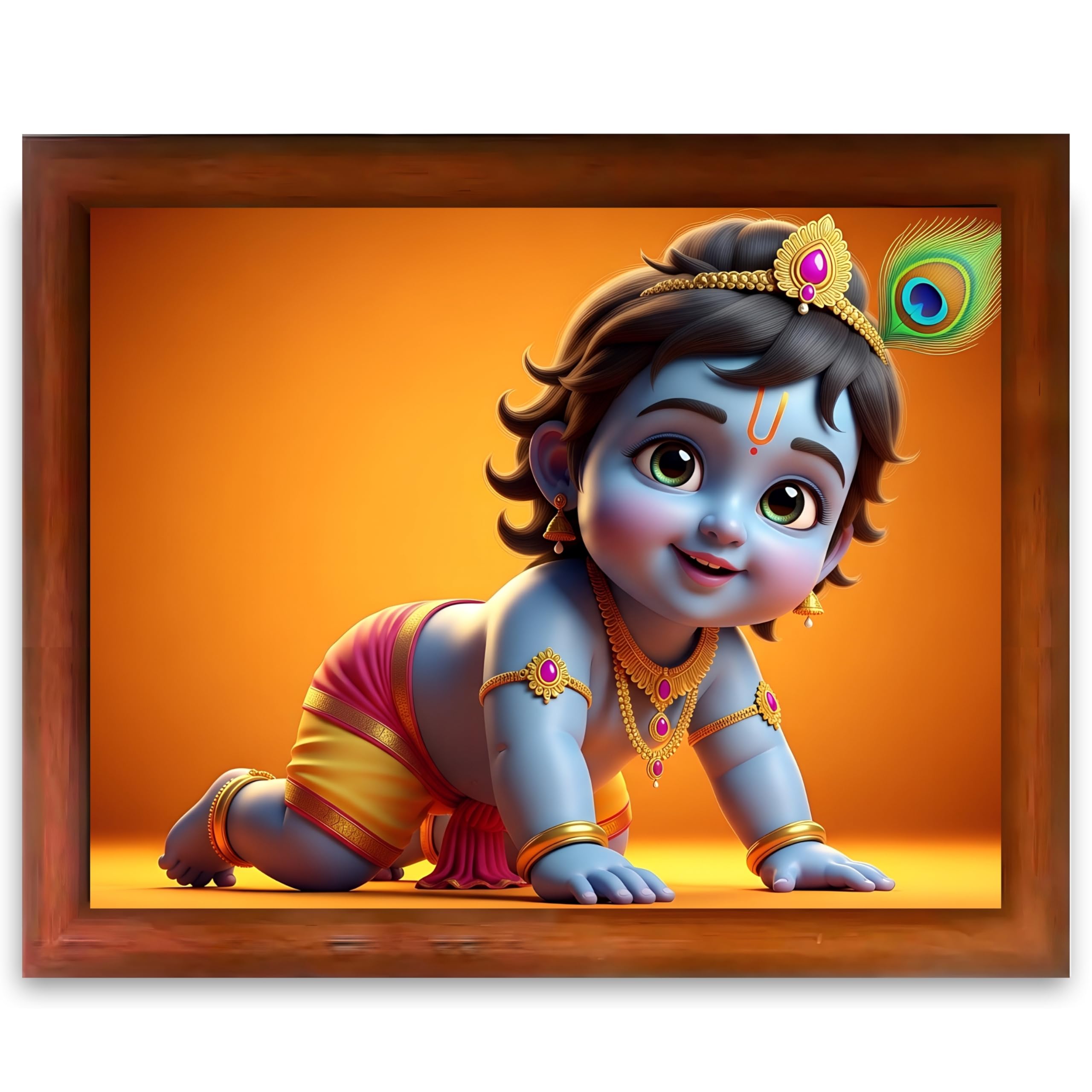 CRAFT QUEST Shri Bal Gopal Painting | Krishna Photo Frames for Walls, Home, Living Room and Home Décor