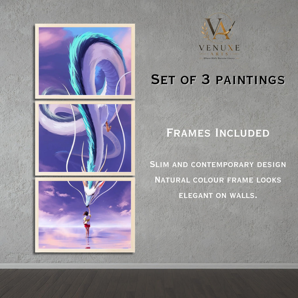 VENUXE ARTS Set Of 3 Anime Characters Wall Framed |Anime Characters Framed Poster for Living Room Bedroom Gaming Room Studio Wall Decor