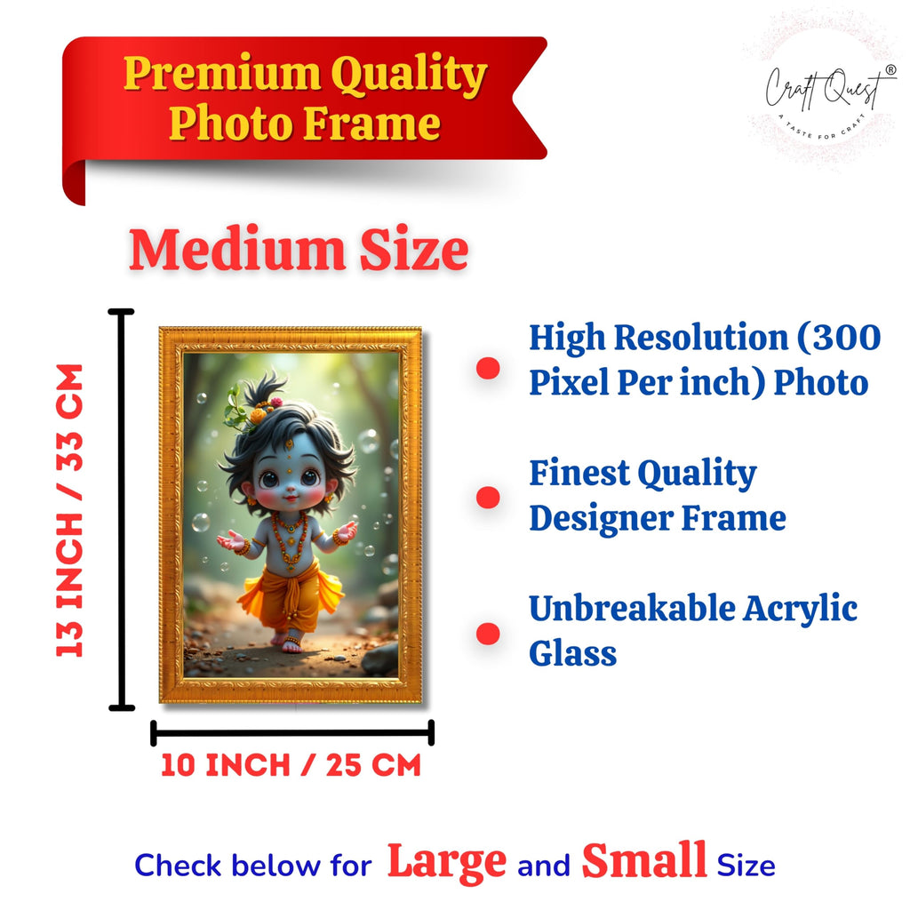 CRAFT QUEST Shri Bal Gopal Painting | Krishna Photo Frames for Walls, Home, Bedroom, Living Room and Home Decor
