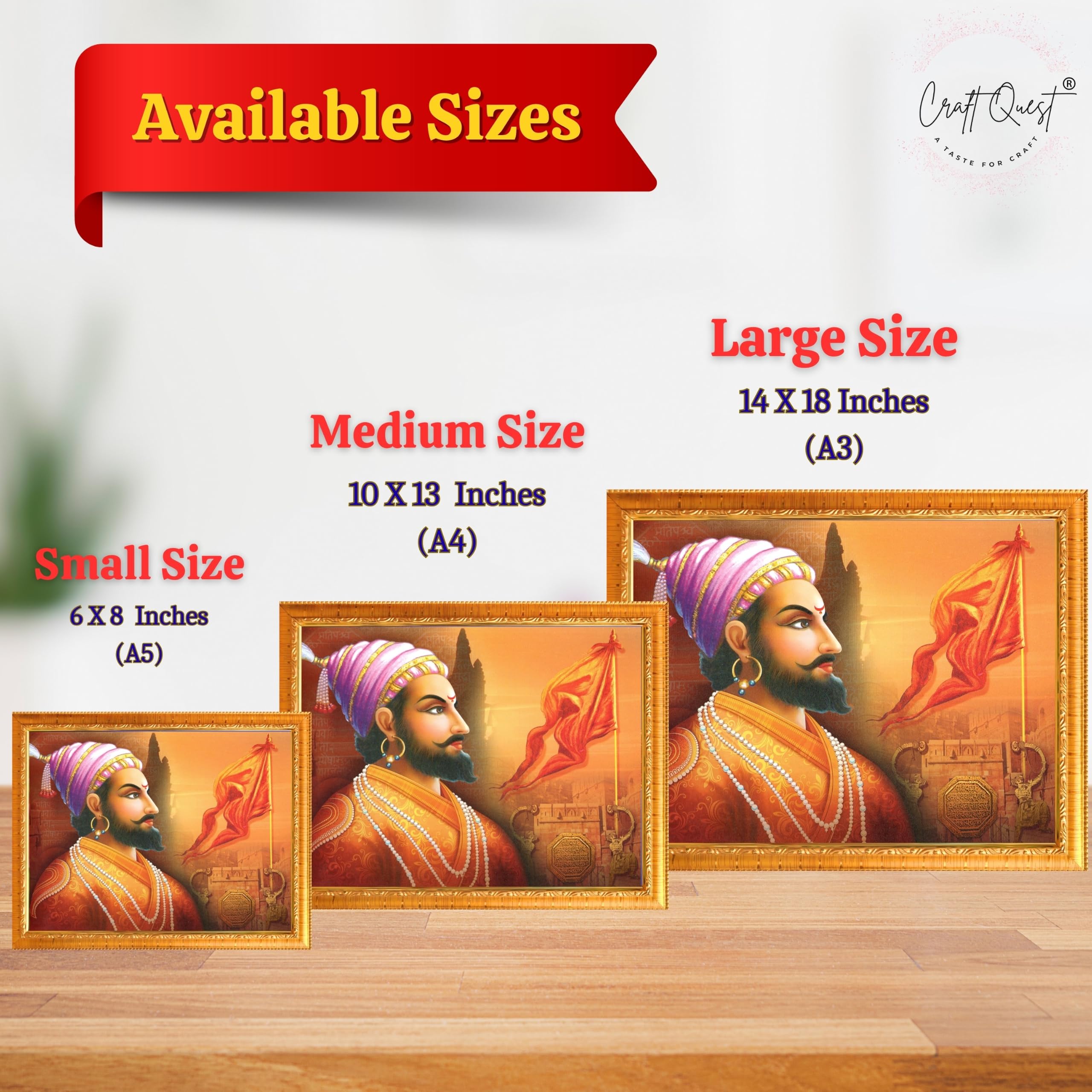 CRAFT QUEST Shri Chhatrapati Shivaji Maharaj Wall Photo Frame | Lightweight | Home Decoration Item | Best Gifting Option