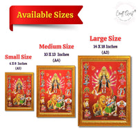 CRAFT QUEST Durga mata Mahishasura Mardini | Mahisasur Mardhini Durga Framed, Religious Photo Frame With Acrylic Glass
