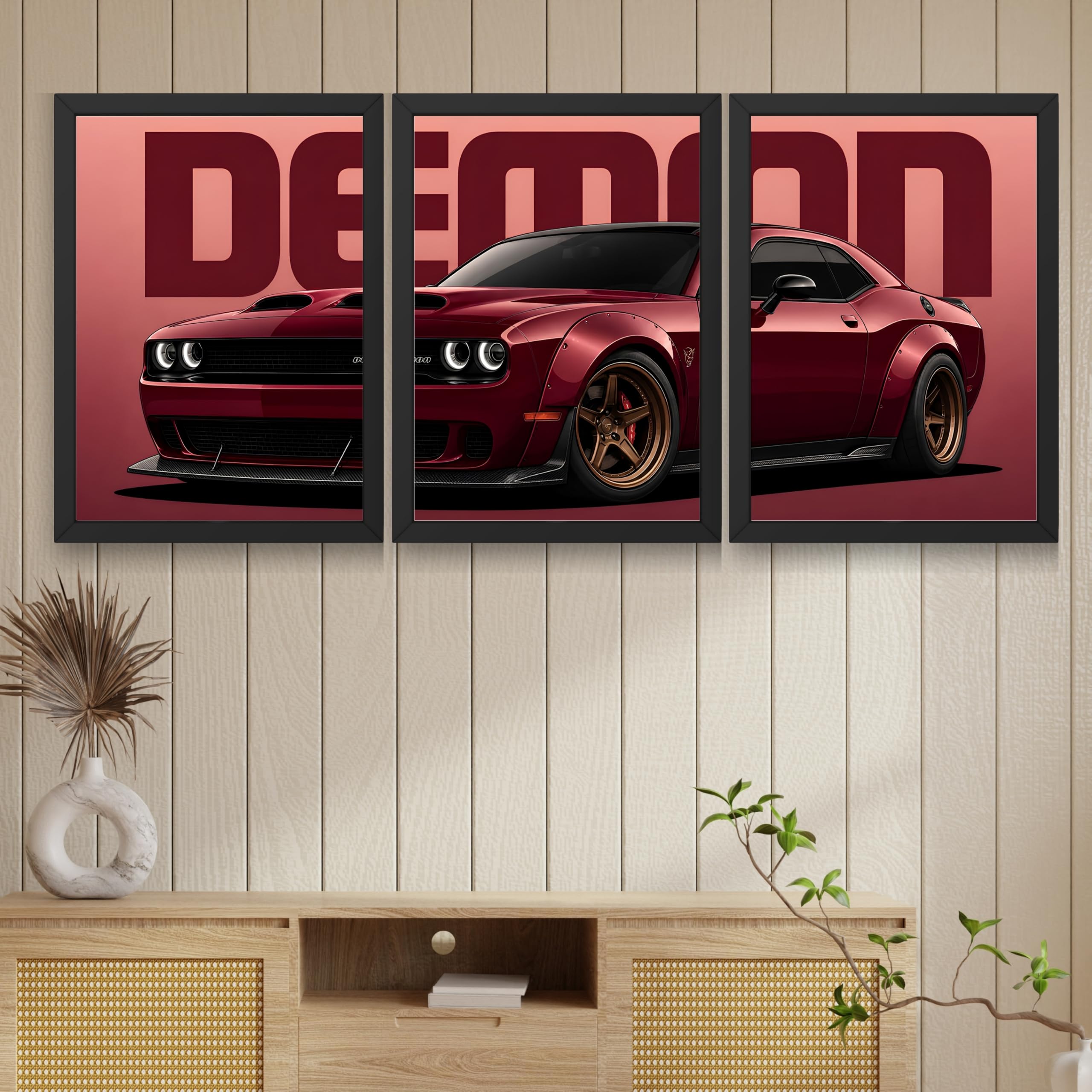 VENUXE ARTS Set Of 3 Big Sports Cars Framed Posters Gift Items for Boys Room Wall Decoration Bedroom Living Room Office Studio Décor | Car Poster Frame for Wall Décor