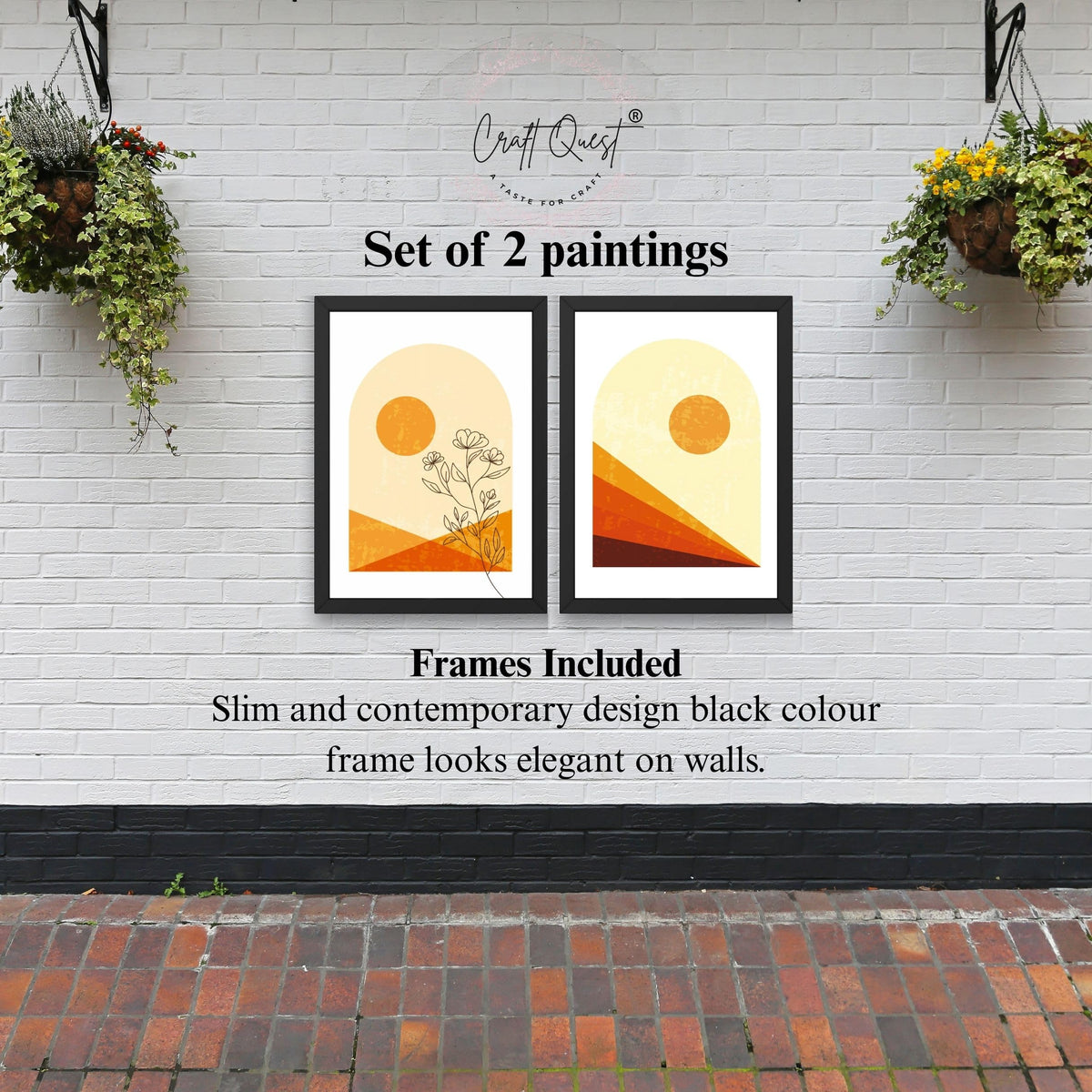 CRAFT QUEST 2 Piece Set of Wall Art poster Frame Painting for Wall Decoration With Acrylic Glass, for living room,Home, Restraunt, Office
