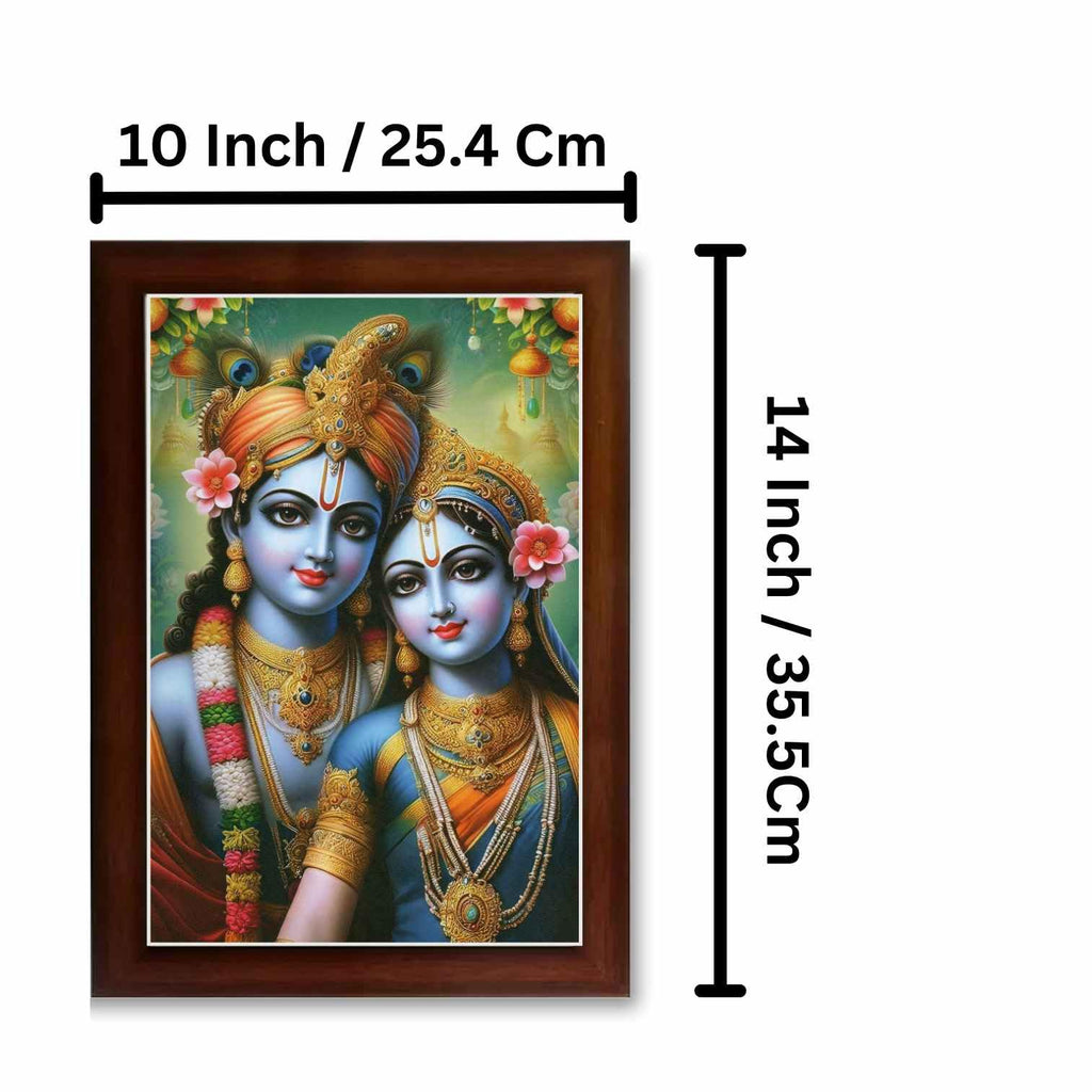 CRAFT QUEST Radha Krishna Art Photo Framed Painting for Home and Bedroom Wall Decoration of Size 14X10 Inches with Frame And Acrylic Glass RK214