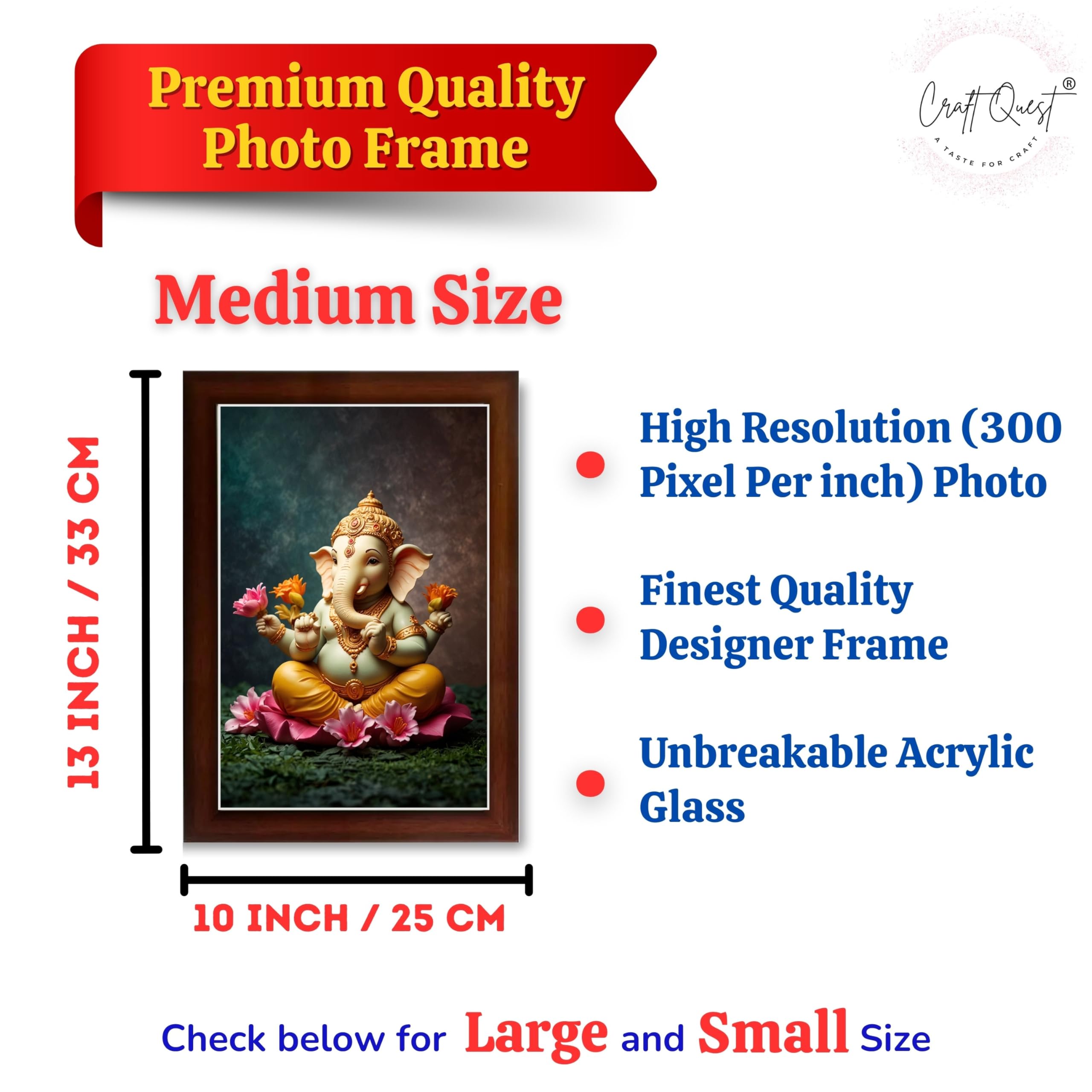 CRAFT QUEST Lord Ganpati ji Wall Hanging Frame for Living Room, Pooja Room Décor GA-215