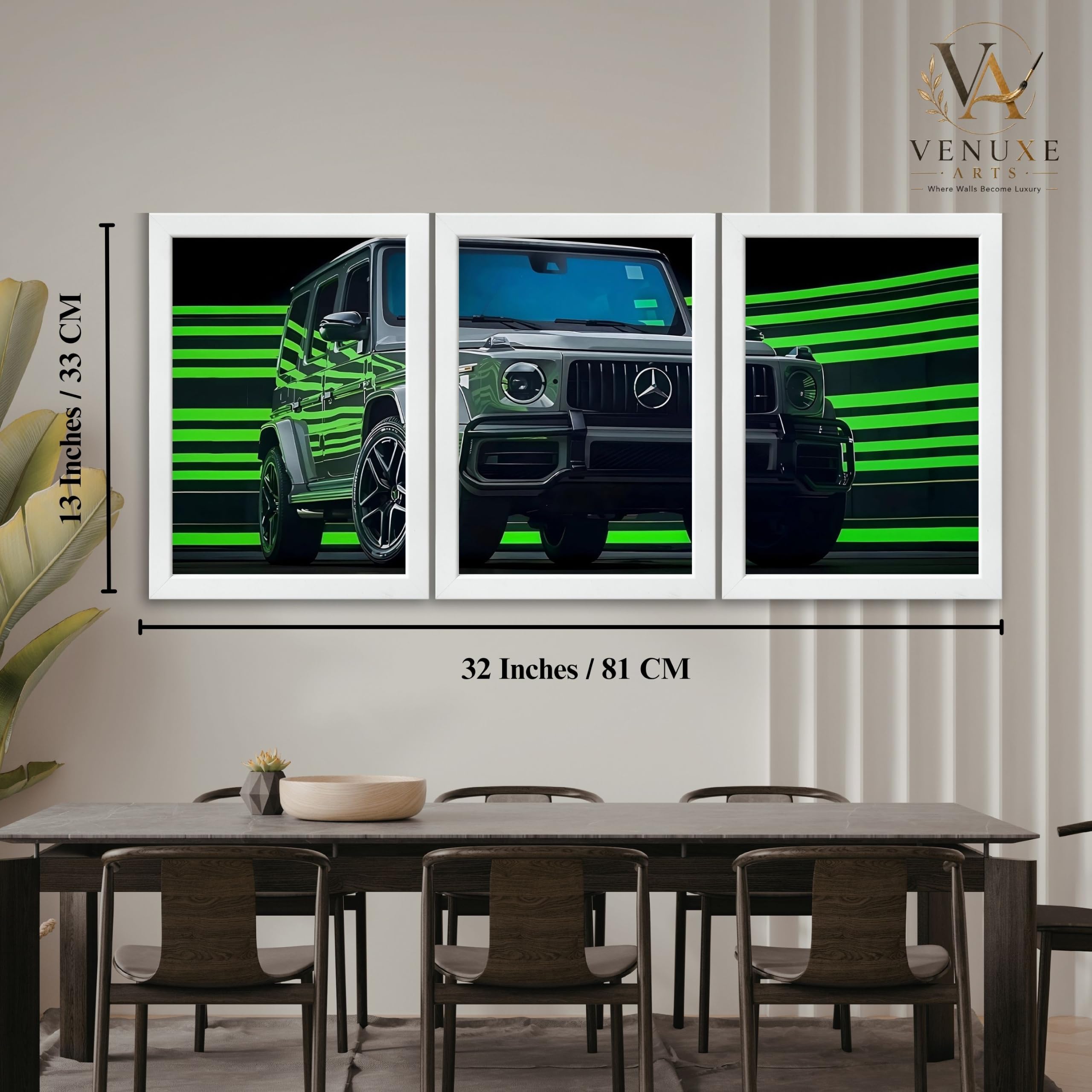 VENUXE ARTS Set Of 3 Big Sports Cars Framed Posters Gift Items for Boys Room Wall Decoration Bedroom Living Room Office Studio Décor | Car Poster Frame for Wall Décor