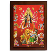 CRAFT QUEST Durga mata Mahishasura Mardini | Mahisasur Mardhini Durga Framed, Religious Photo Frame With Acrylic Glass