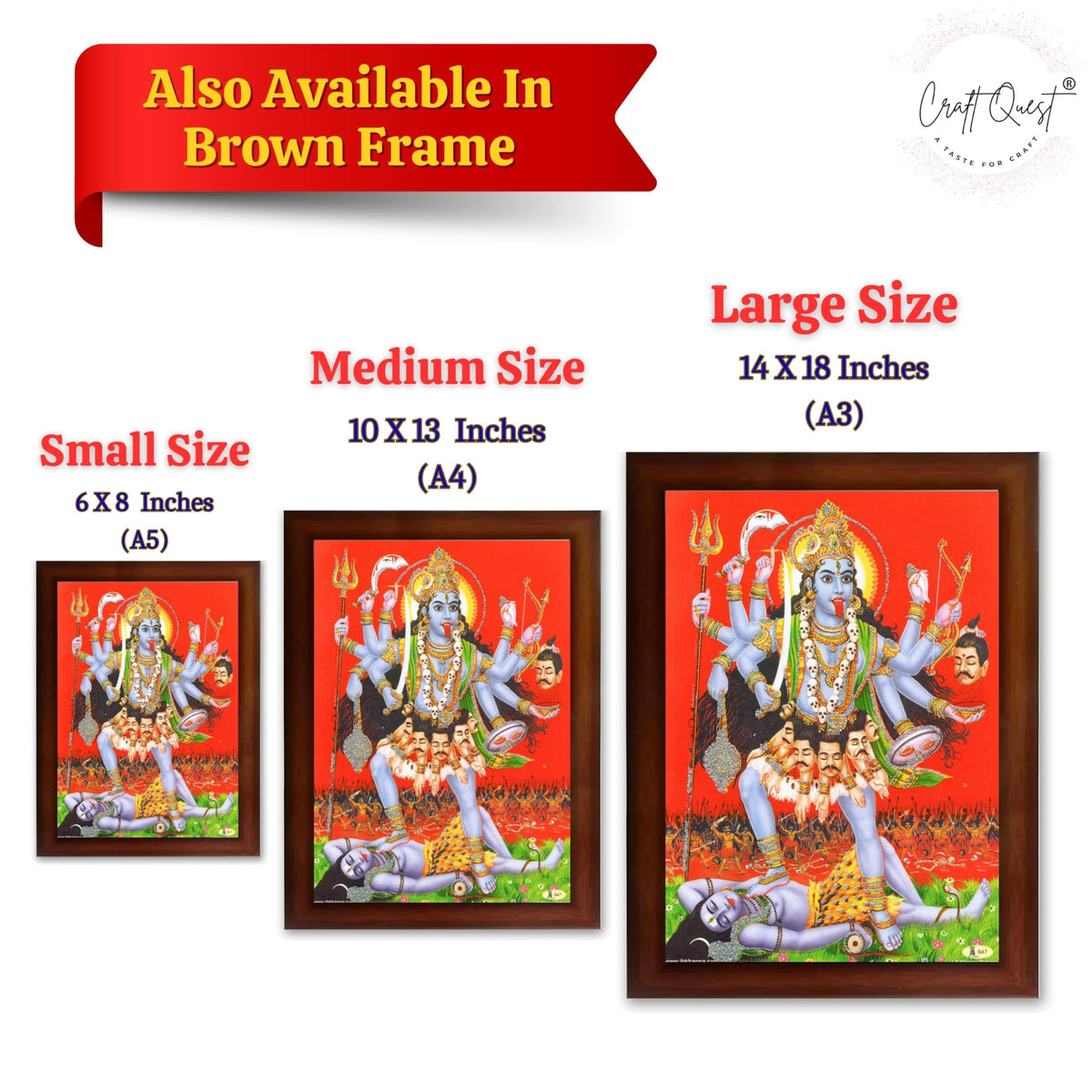 CRAFT QUEST Maha Kali Mata Ji Mahakali Shiv Shiva Wall Painting Framed Home Decor